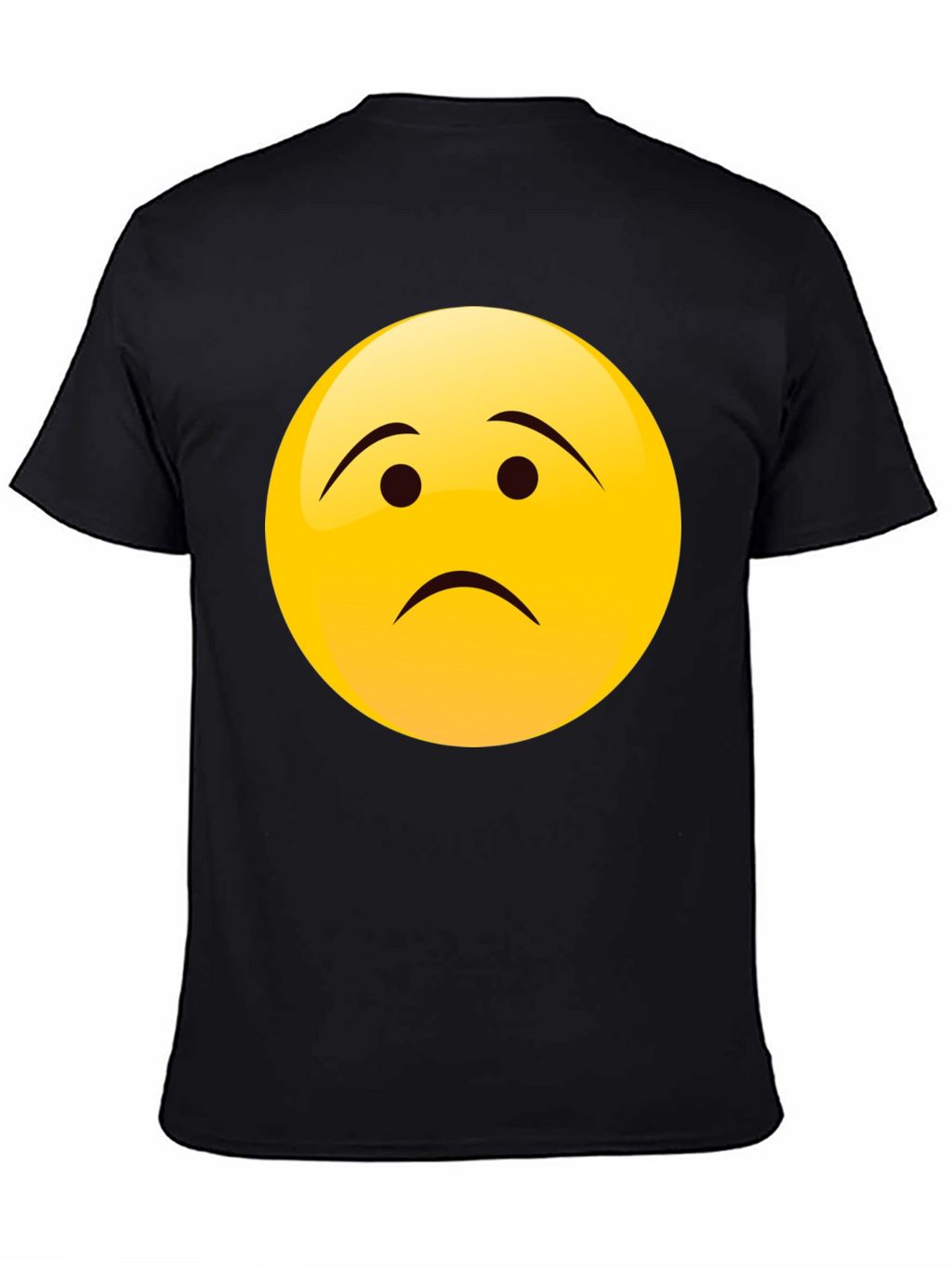 Sad Face Emoji Graphic Black T-Shirt