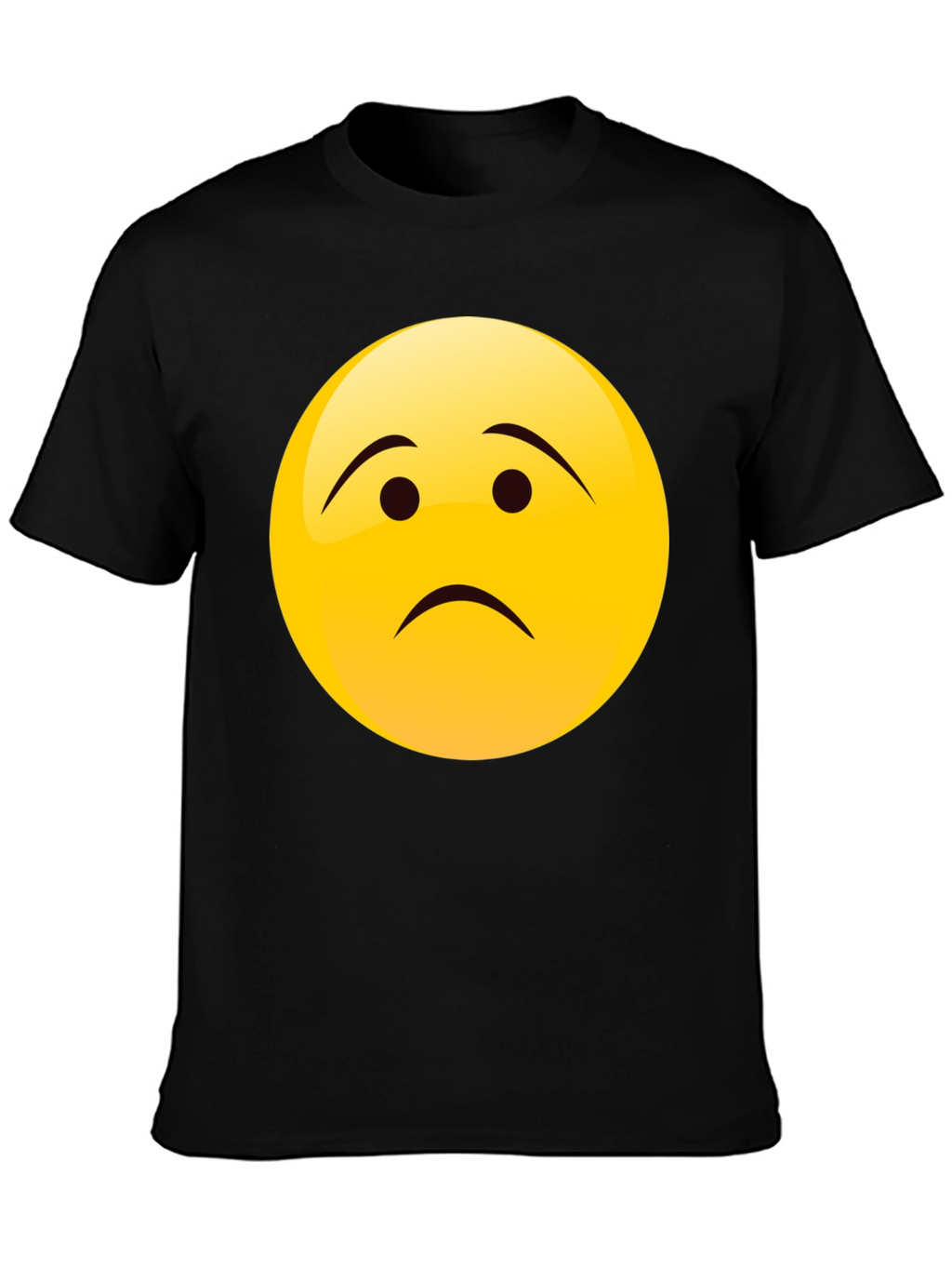 Sad Face Emoji Graphic Black T-Shirt