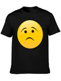 Sad Face Emoji Graphic Black T-Shirt