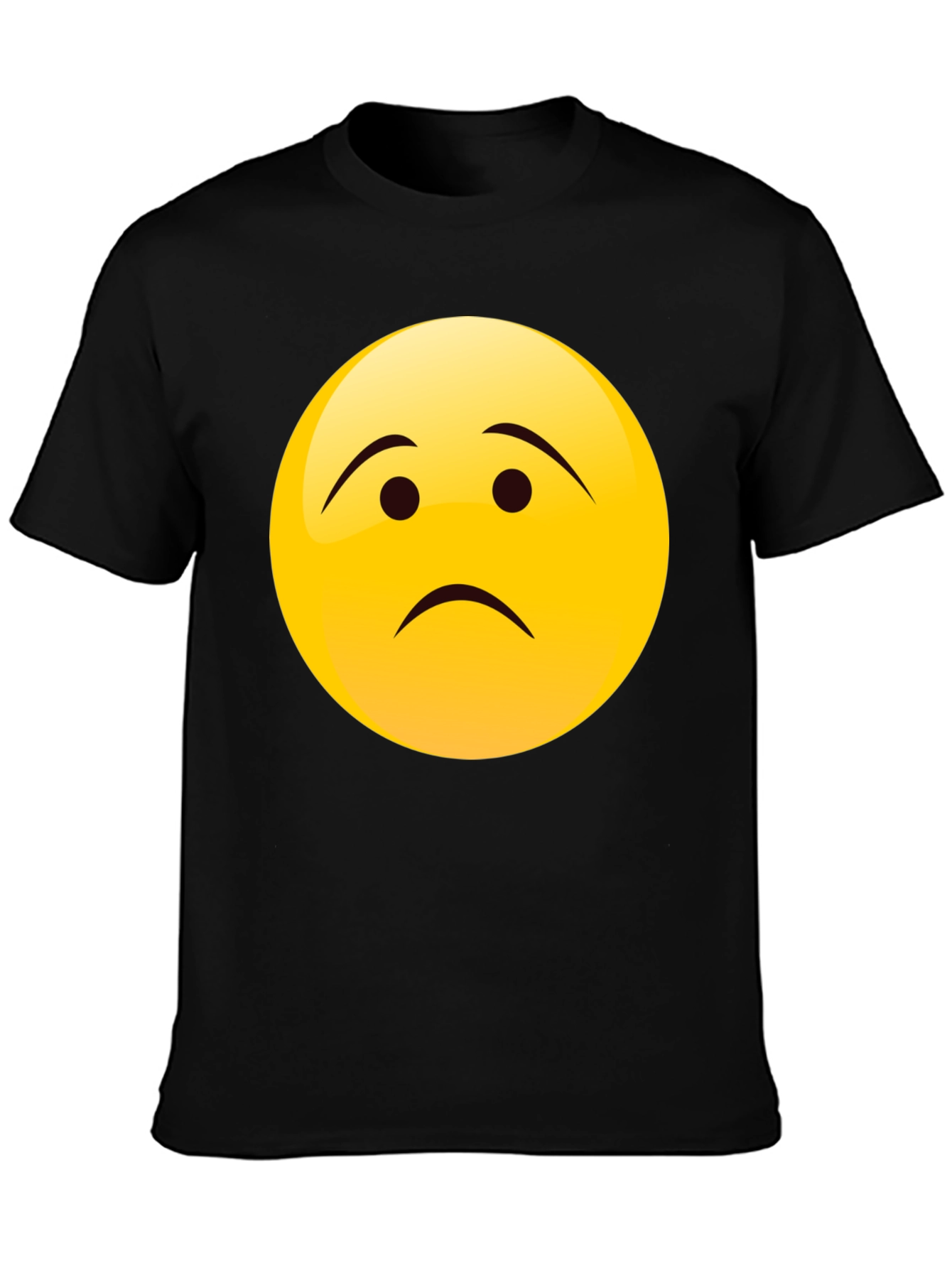 Sad Face Emoji Graphic Black T-Shirt