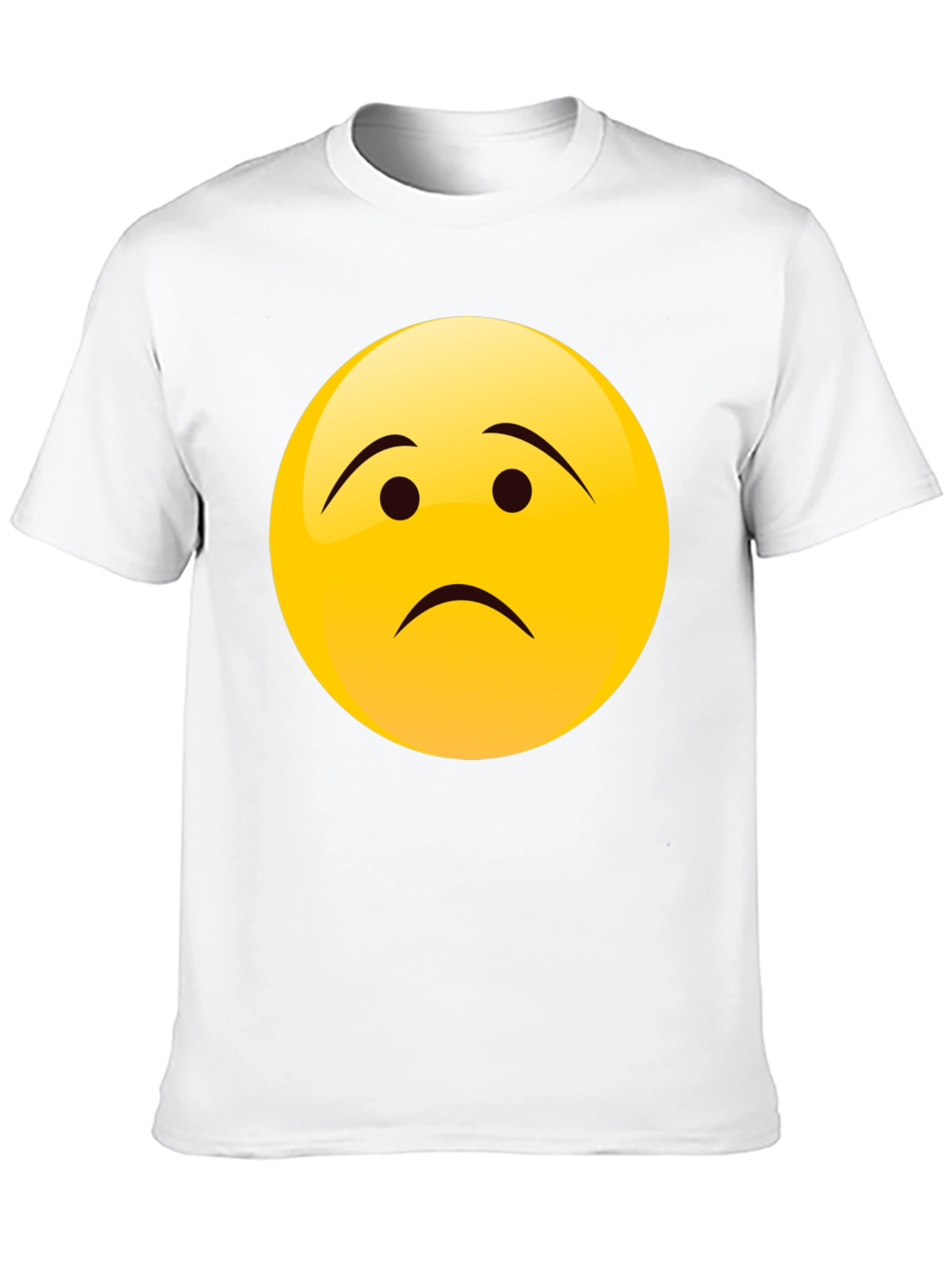 Sad Face Emoji Graphic Black T-Shirt