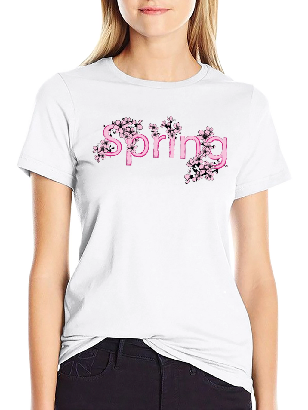 Spring Blossom Graphic Tee - Pink Floral Print