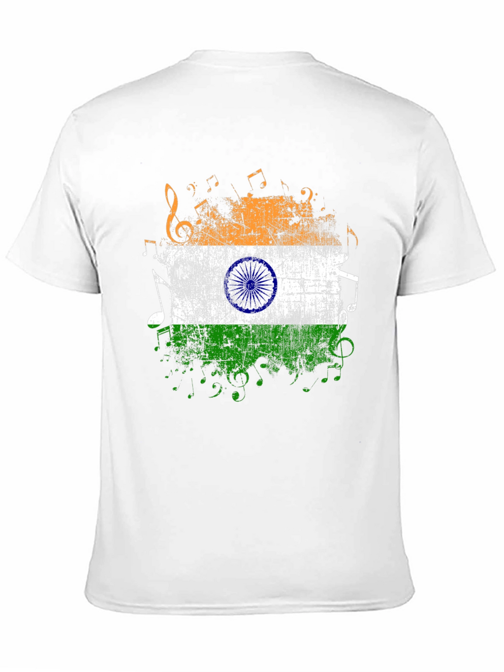 India Flag Music Graphic Mens Black T-Shirt