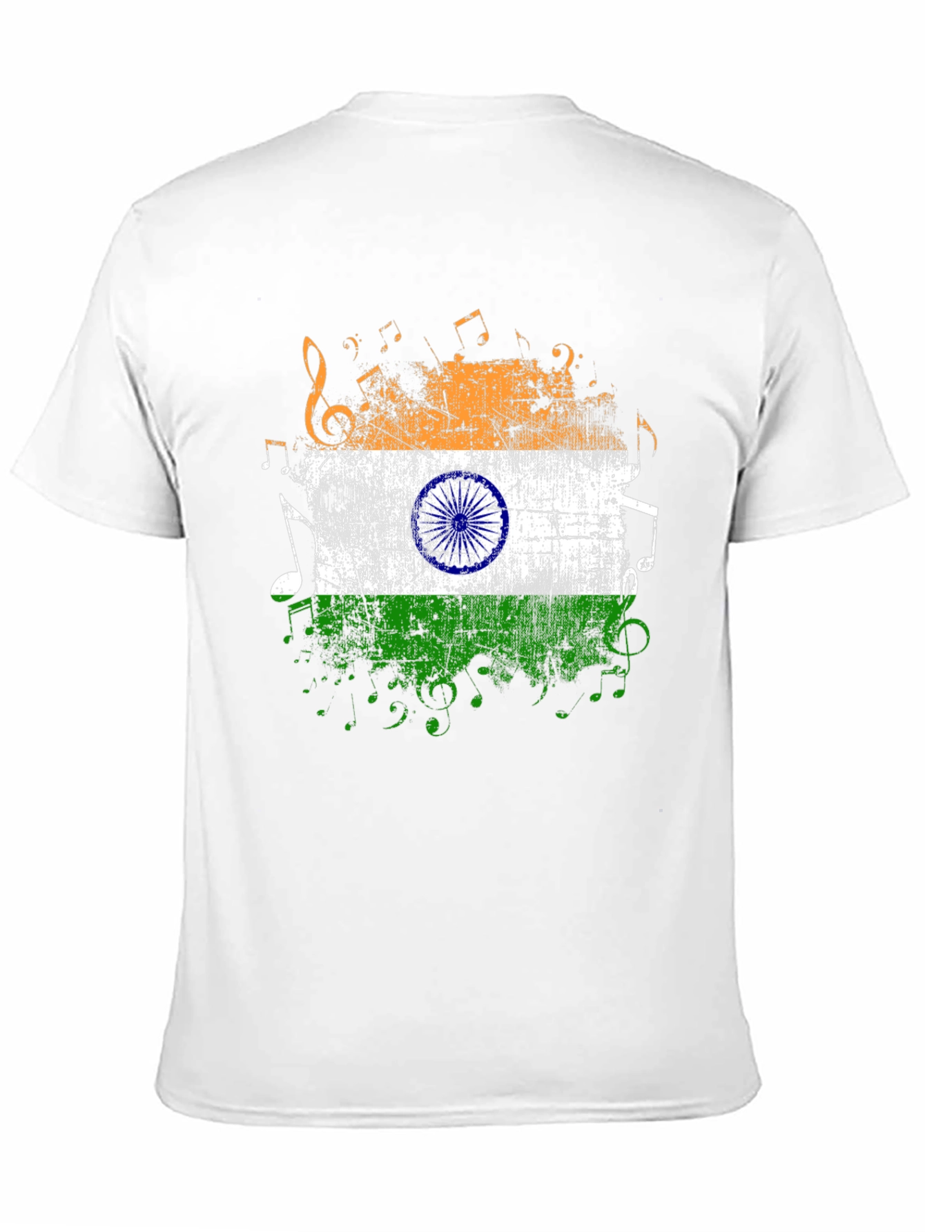 India Flag Music Graphic Mens Black T-Shirt