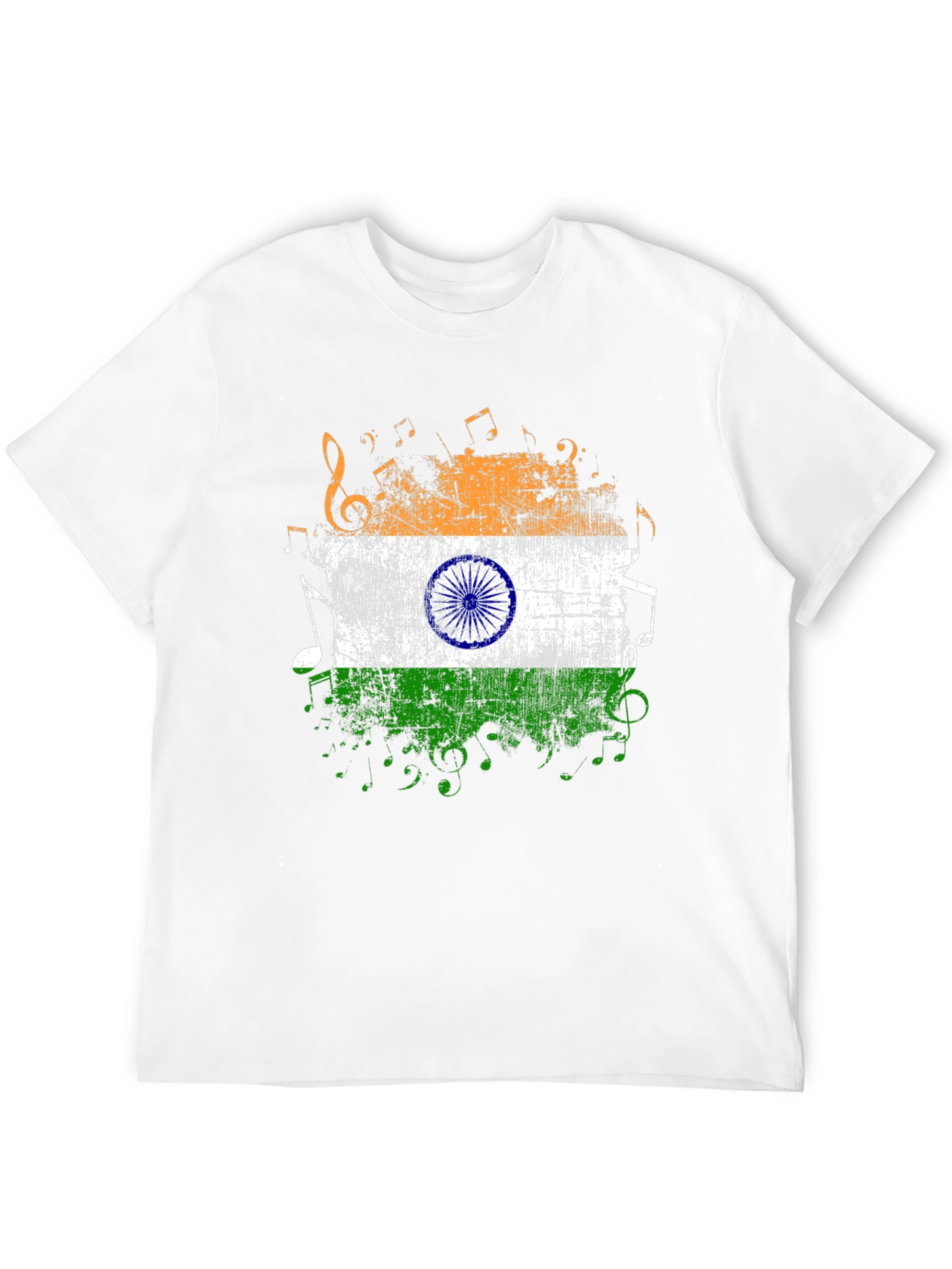 India Flag Music Graphic Mens Black T-Shirt