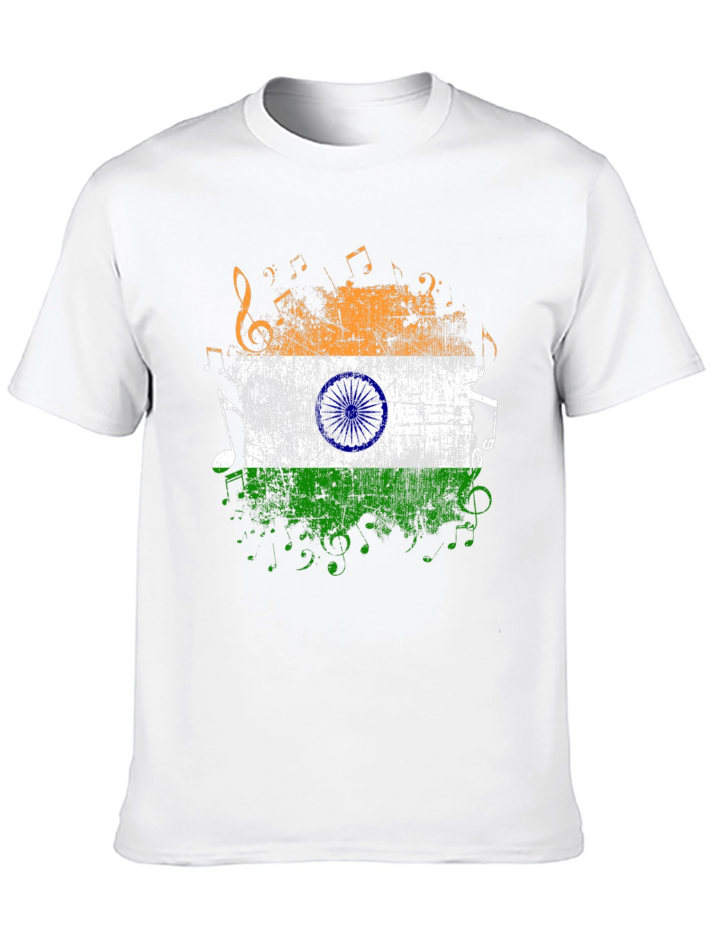 India Flag Music Graphic Mens Black T-Shirt