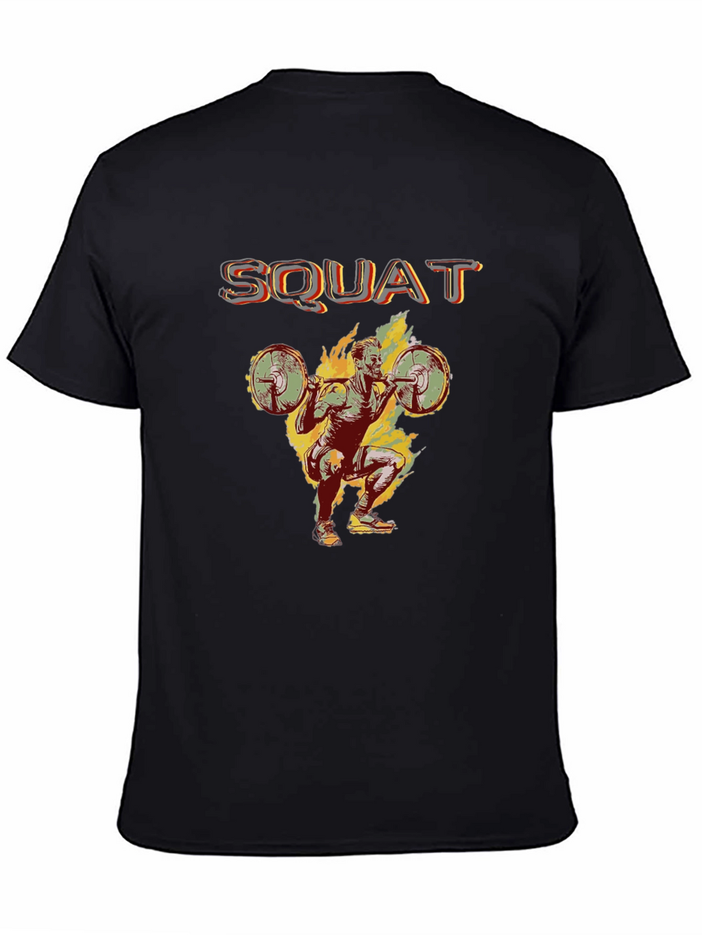 Squat Design Black Cotton T-Shirt