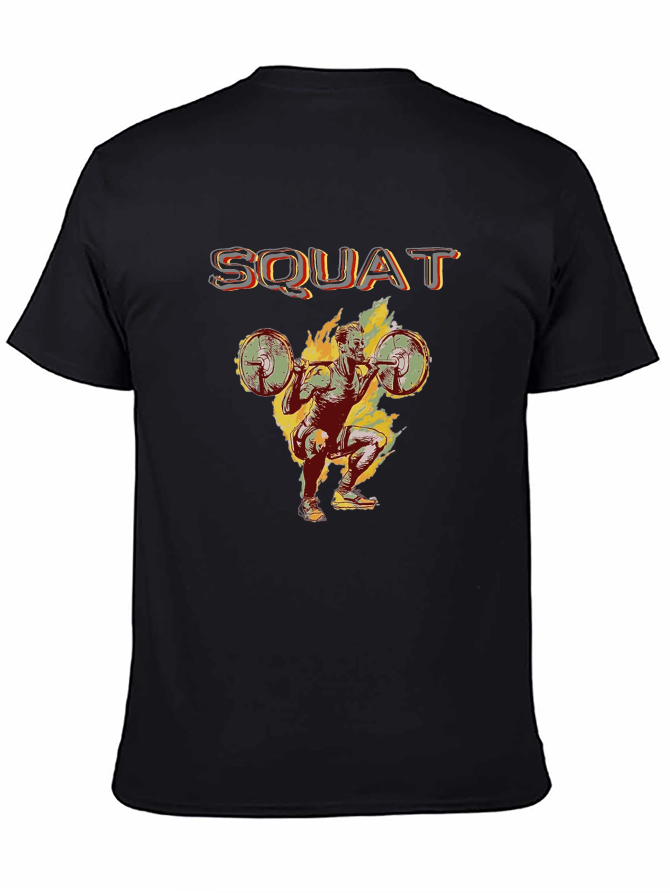 Squat Design Black Cotton T-Shirt