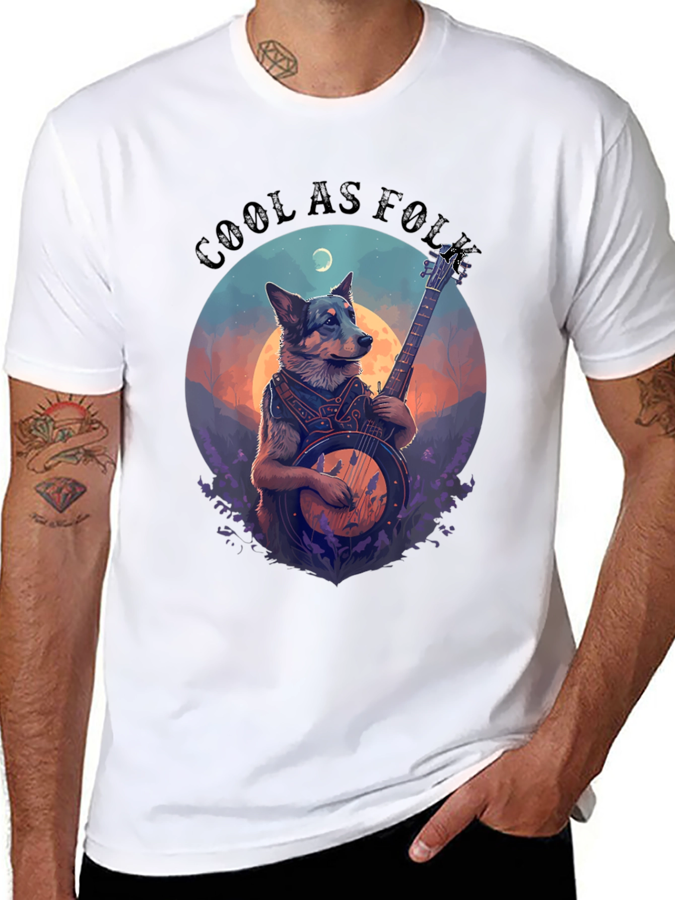 Cool As Folk Dog Playing Banjo T-Shirt