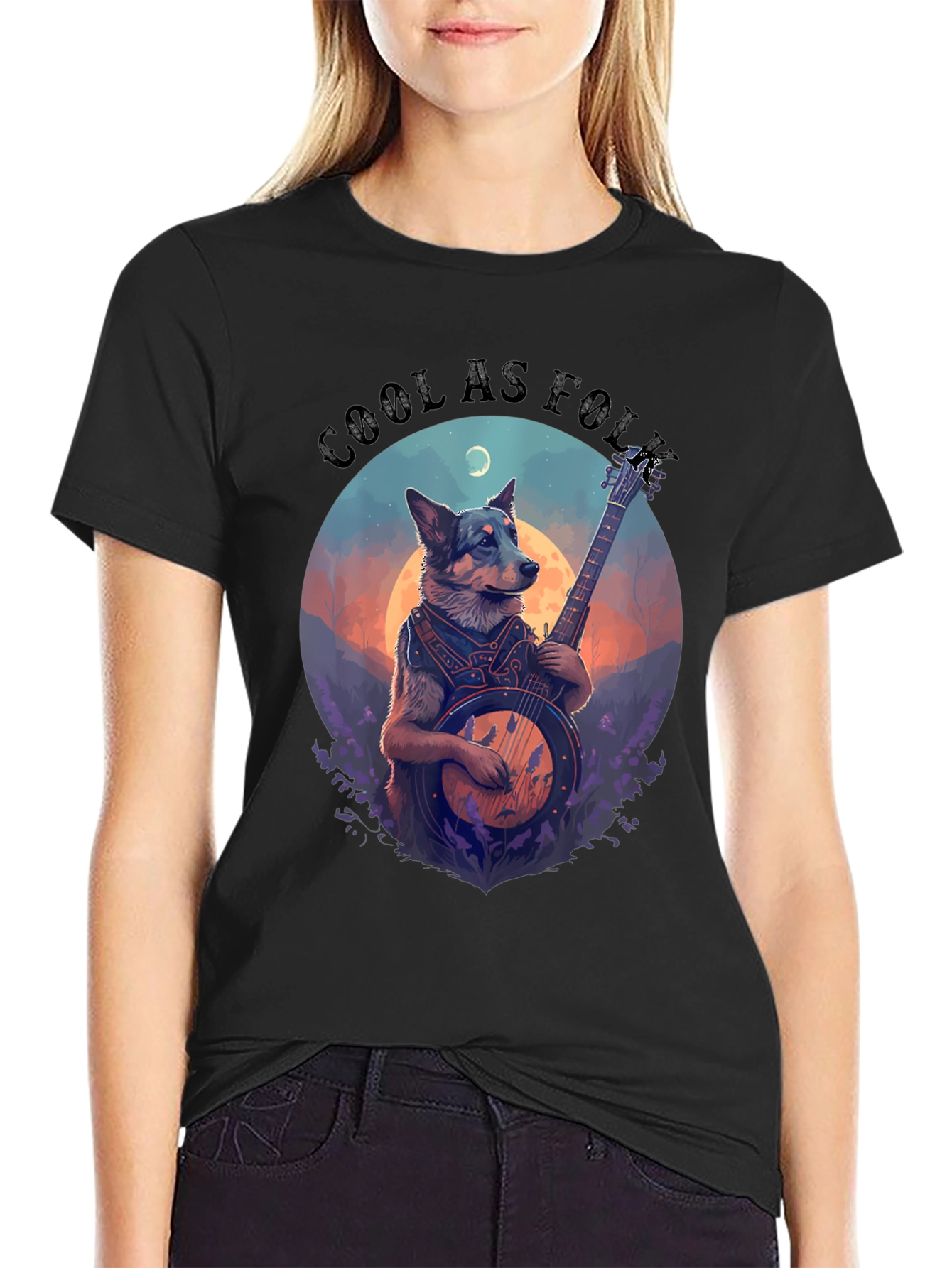 Cool As Folk Dog Playing Banjo T-Shirt