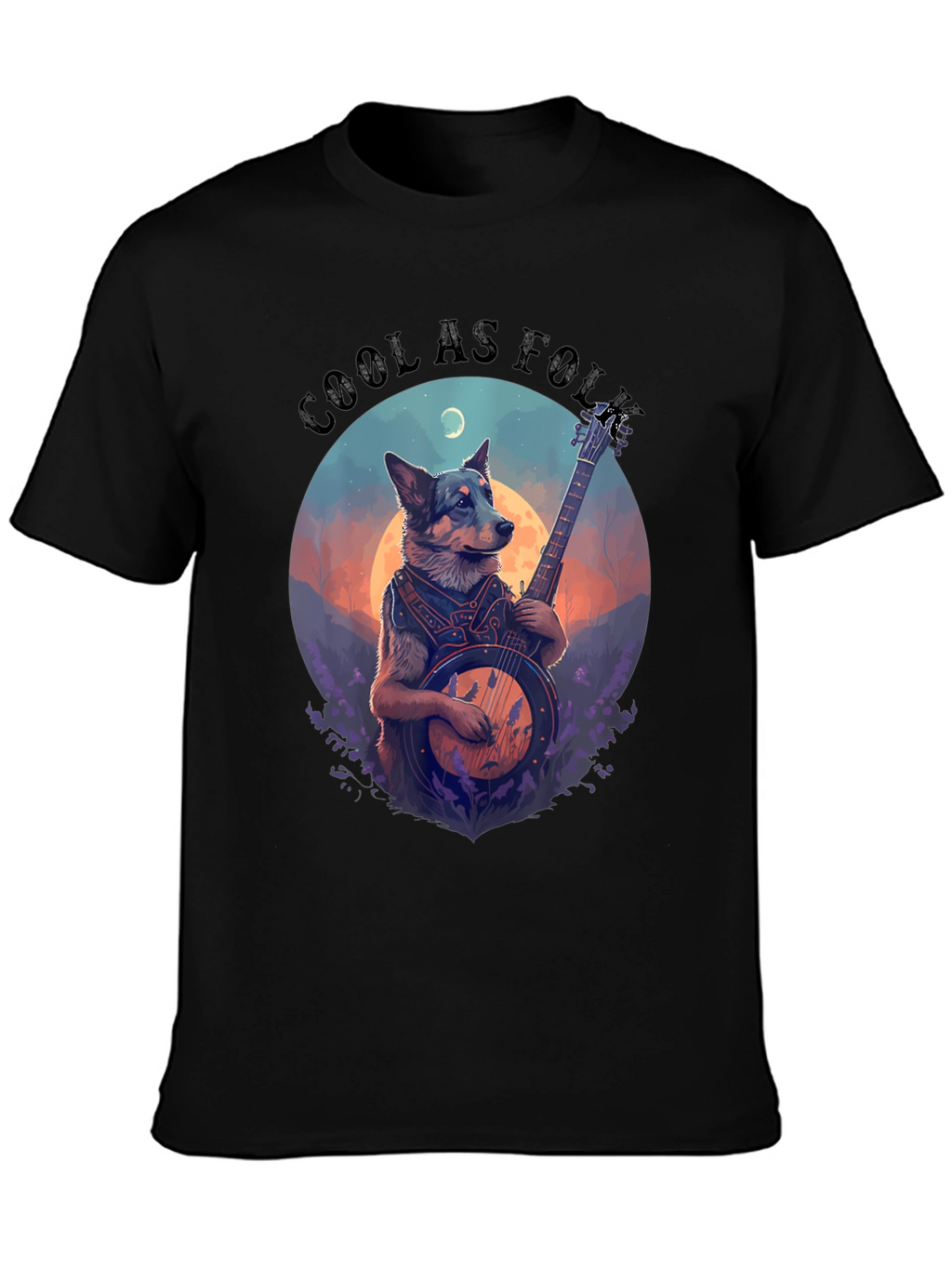 Cool As Folk Dog Playing Banjo T-Shirt