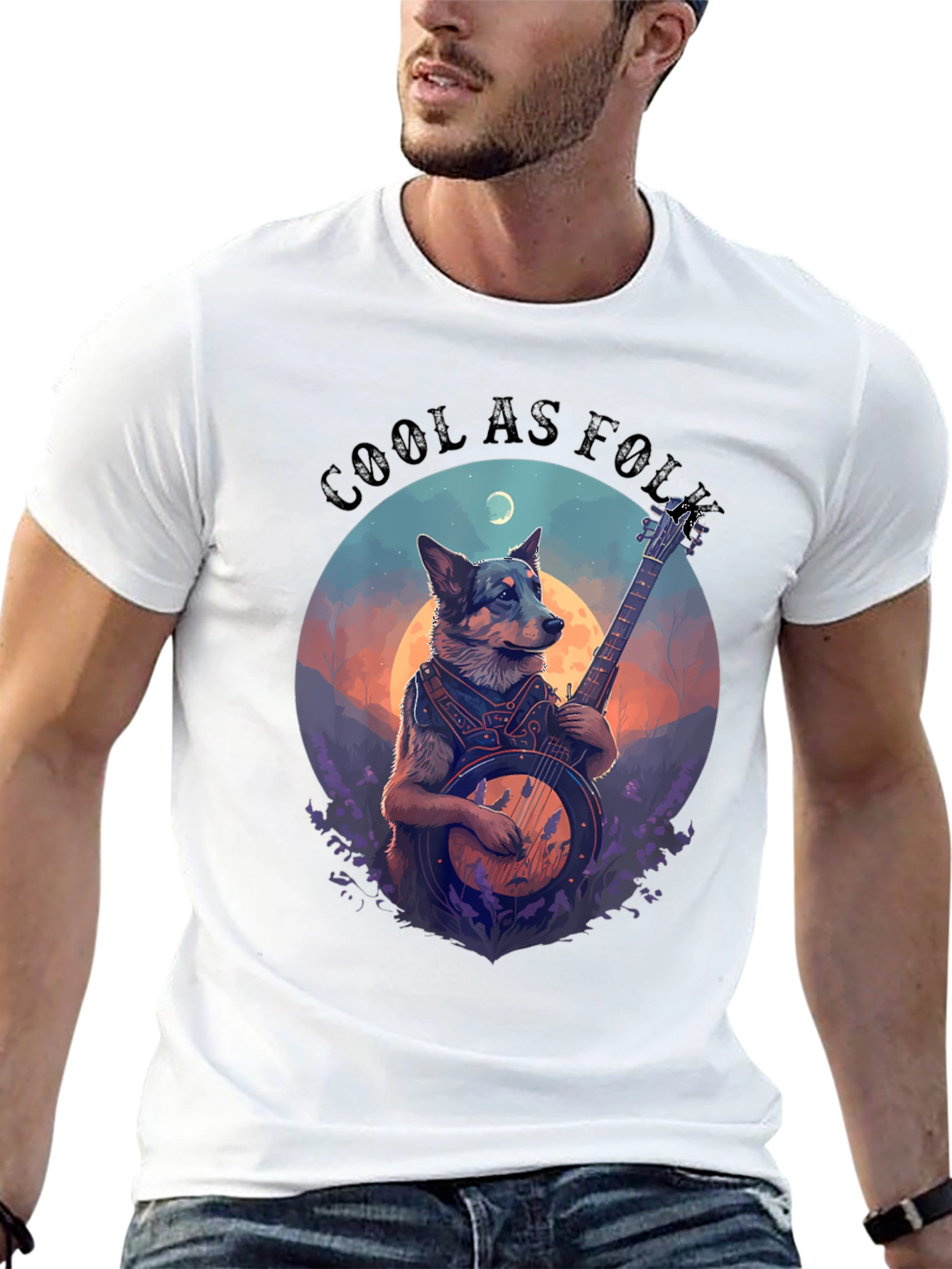 Cool As Folk Dog Playing Banjo T-Shirt