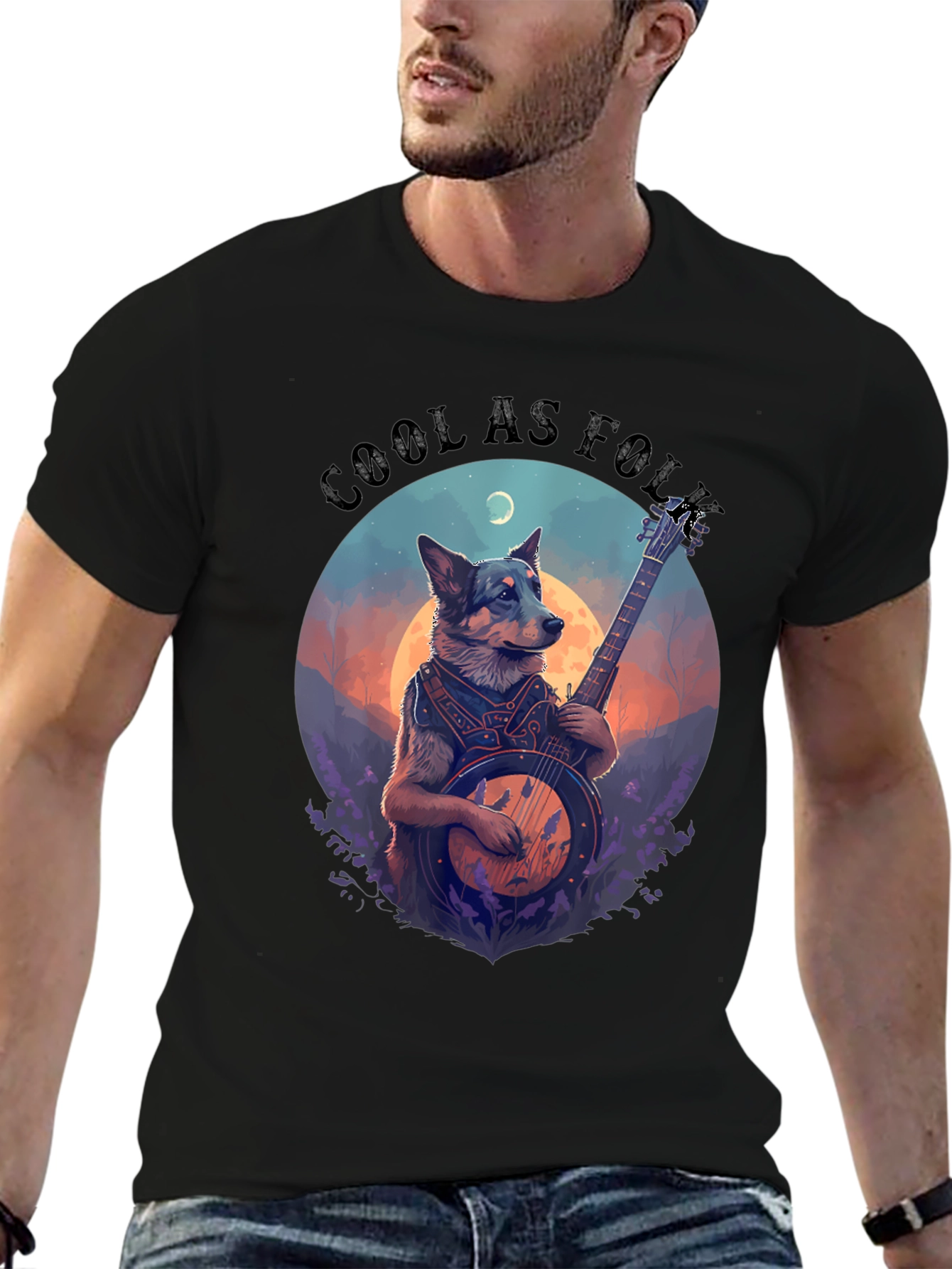 Cool As Folk Dog Playing Banjo T-Shirt