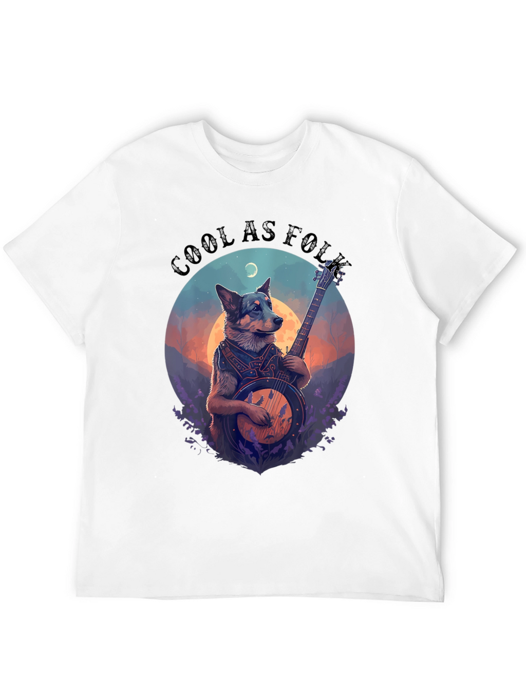 Cool As Folk Dog Playing Banjo T-Shirt