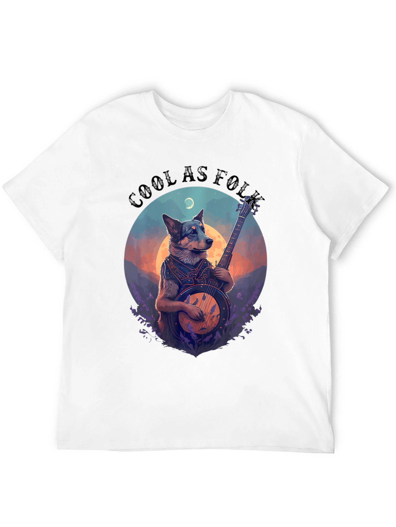 Cool As Folk Dog Playing Banjo T-Shirt