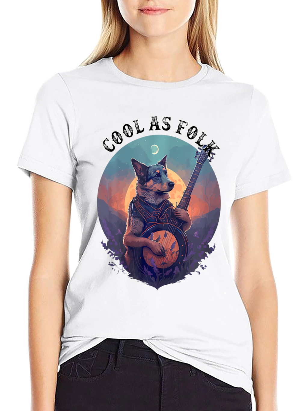 Cool As Folk Dog Playing Banjo T-Shirt