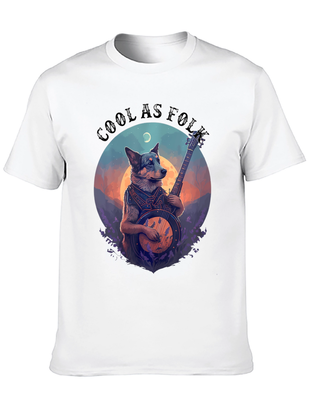 Cool As Folk Dog Playing Banjo T-Shirt