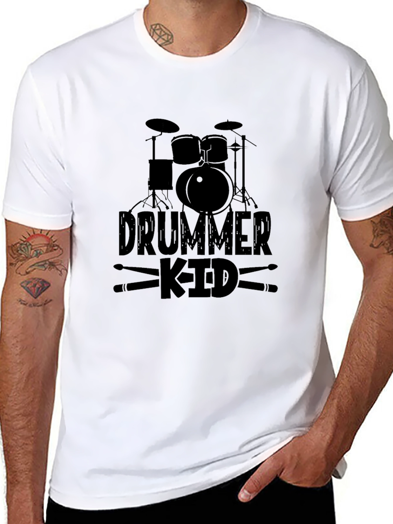 Drummer Kid Graphic Black T-Shirt