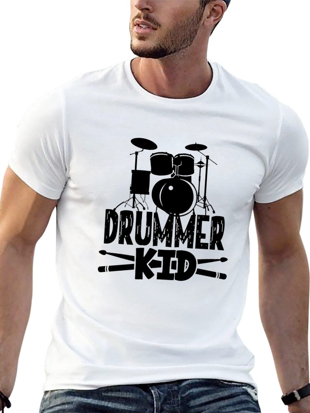 Drummer Kid Graphic Black T-Shirt