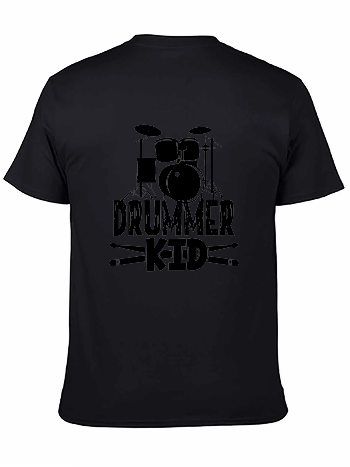 Drummer Kid Graphic Black T-Shirt