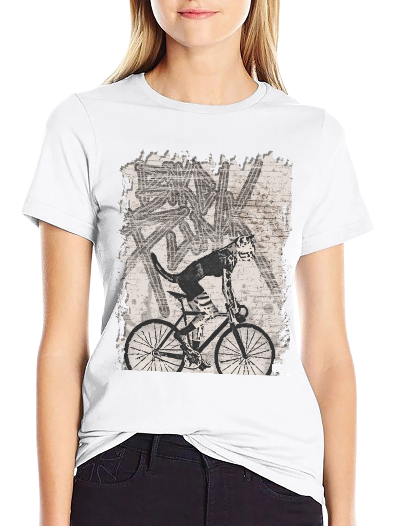Dog on Bike Graphic Tee - Black