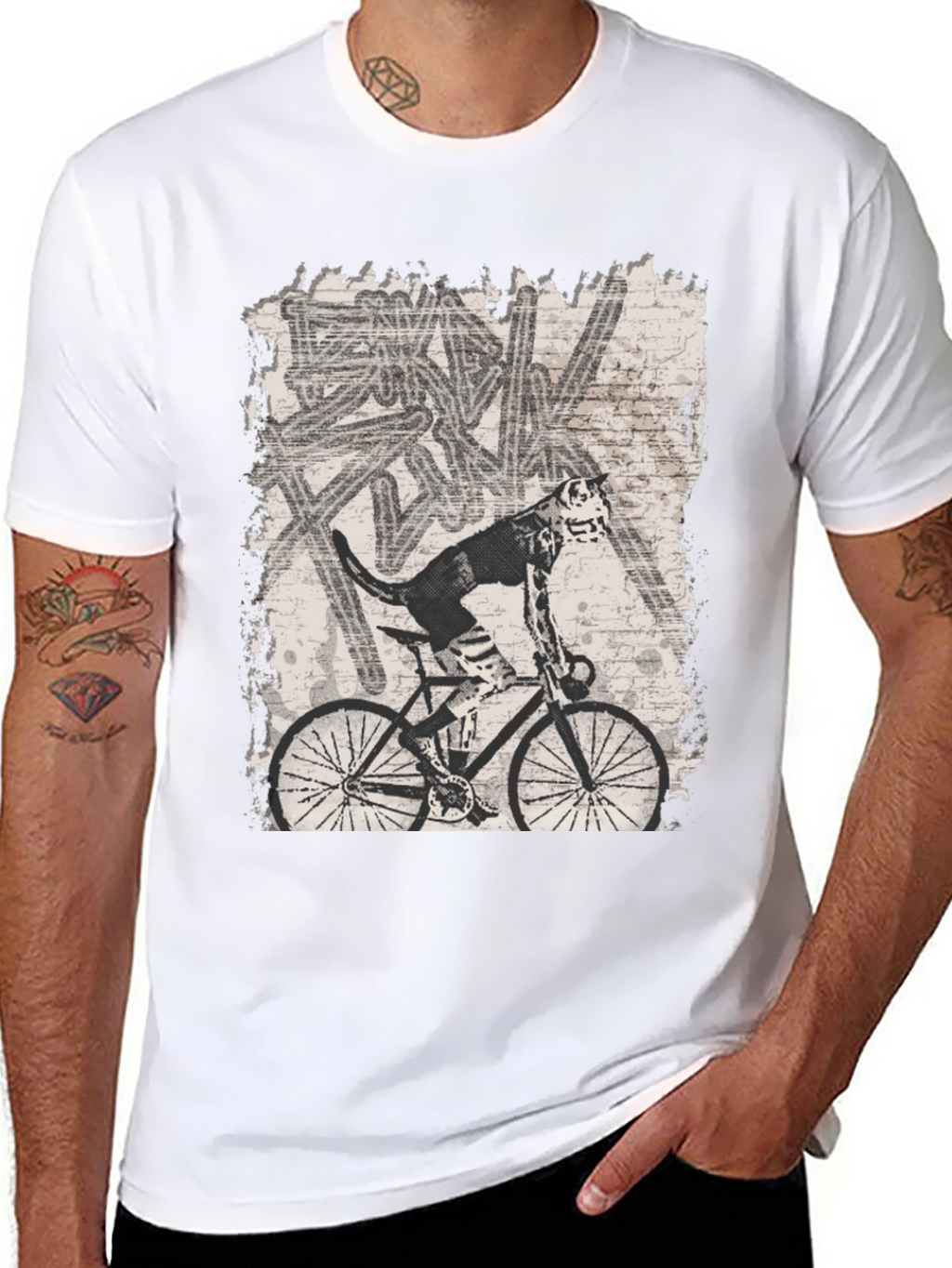 Dog on Bike Graphic Tee - Black