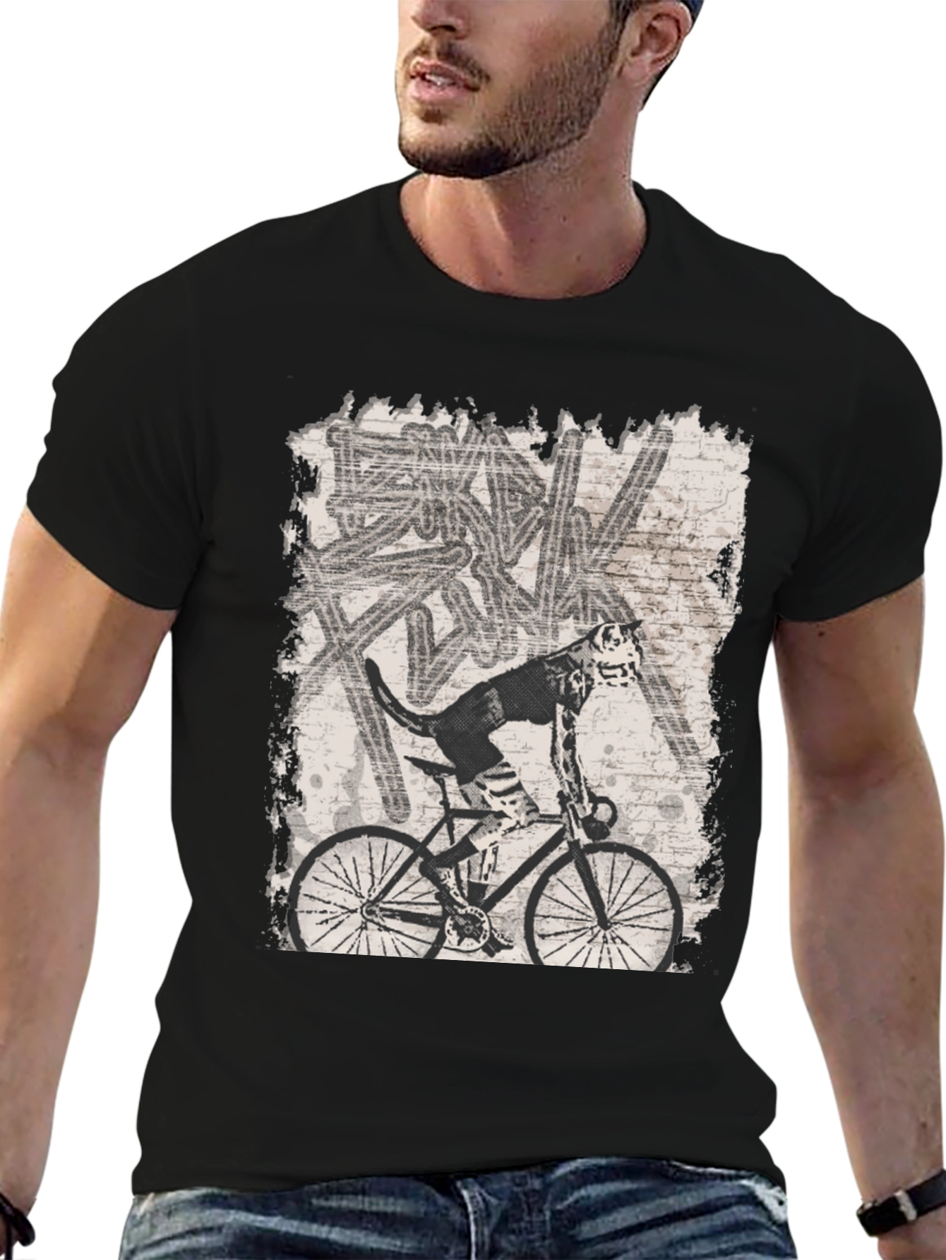 Dog on Bike Graphic Tee - Black