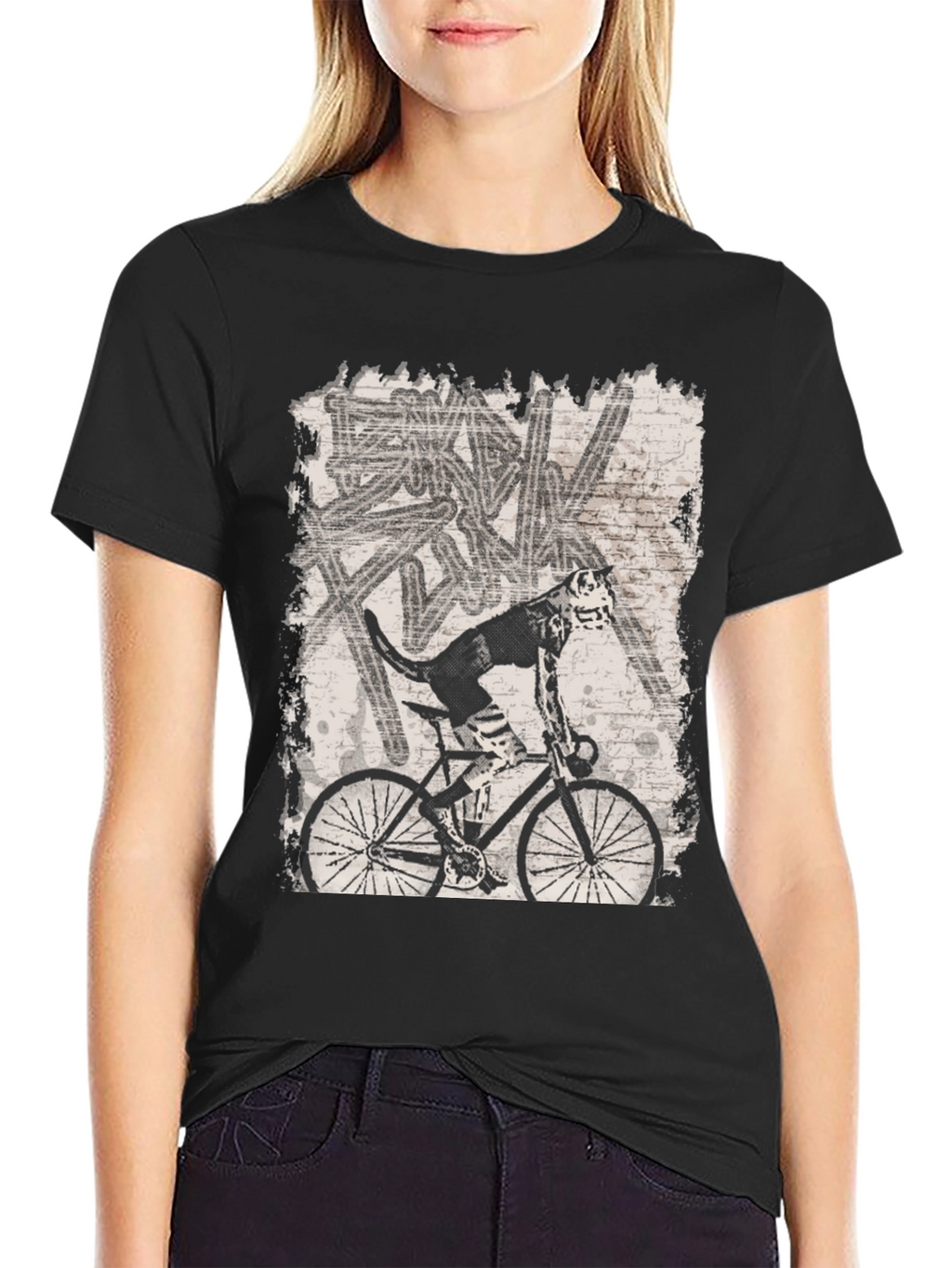 Dog on Bike Graphic Tee - Black