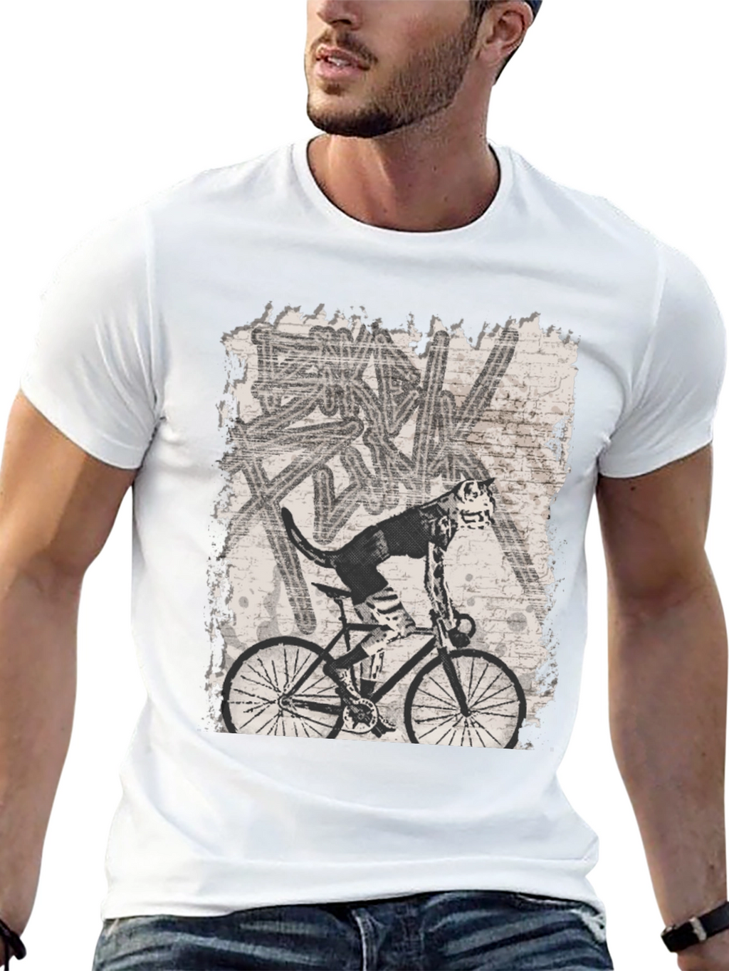 Dog on Bike Graphic Tee - Black