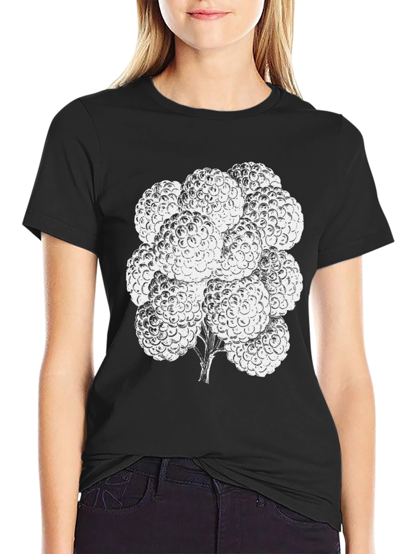Raspberry Graphic Tee - Black Cotton T-Shirt