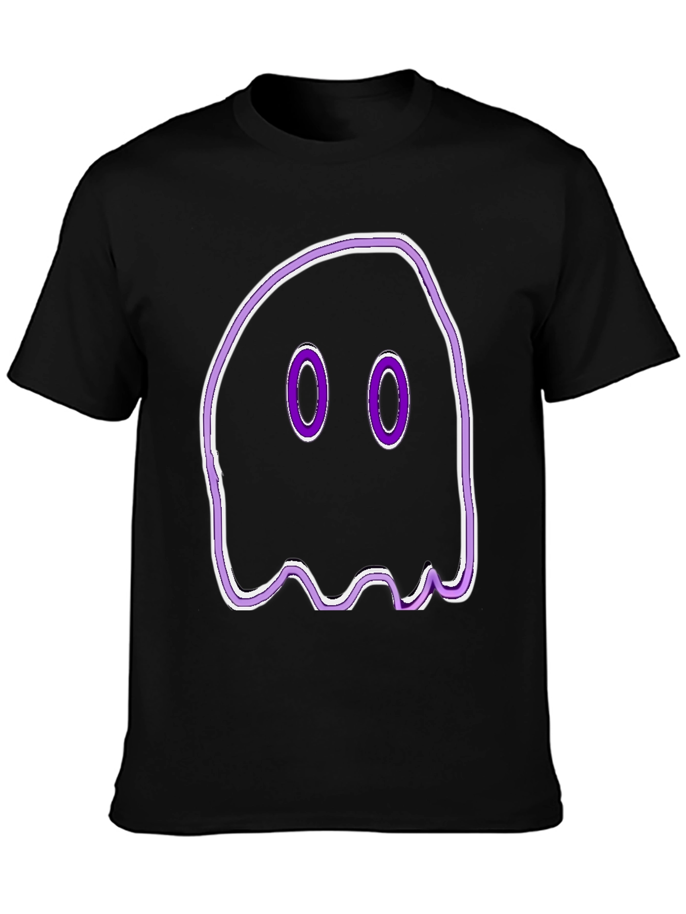 Spooky Ghost Graphic Tee - Black Cotton T-Shirt