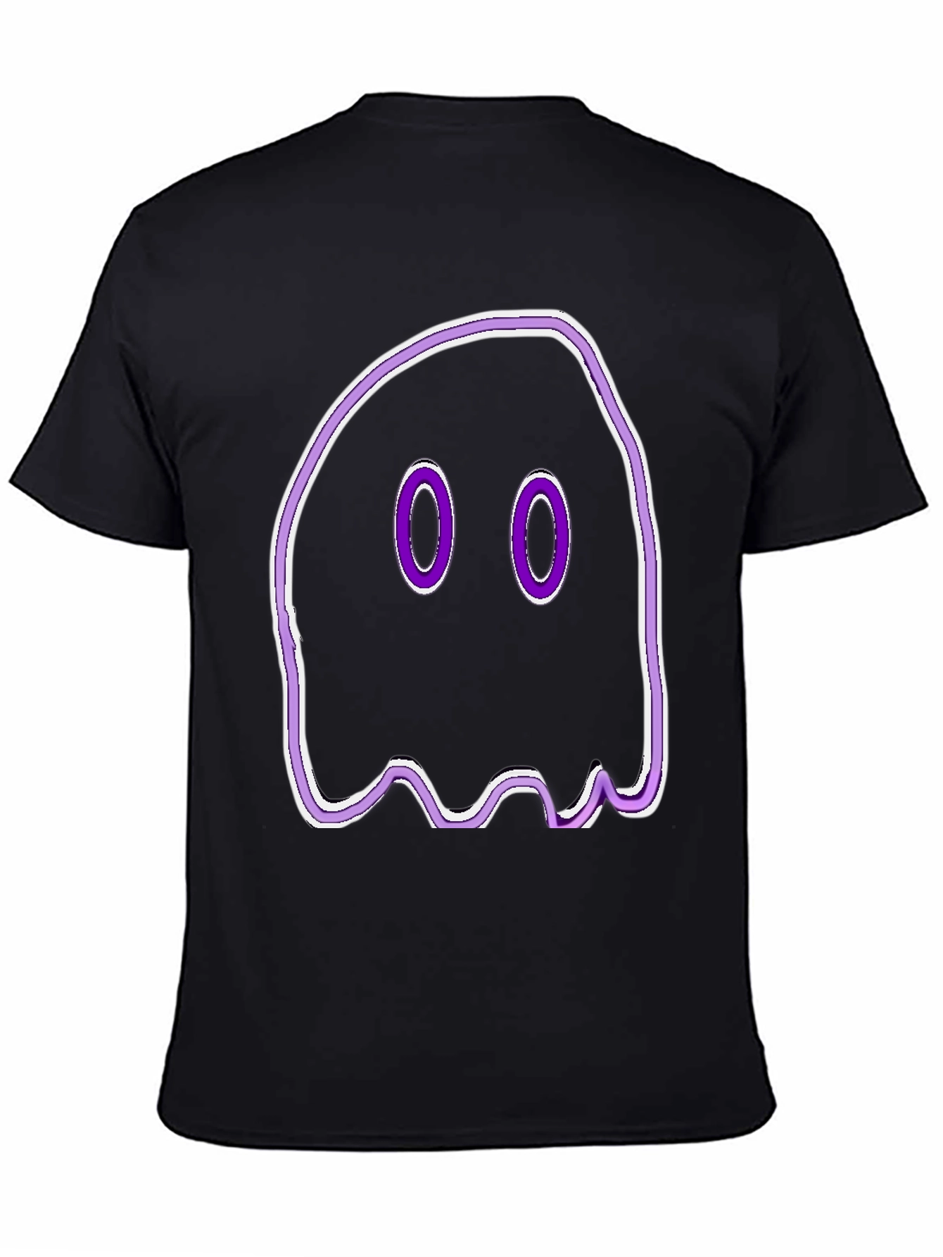Spooky Ghost Graphic Tee - Black Cotton T-Shirt