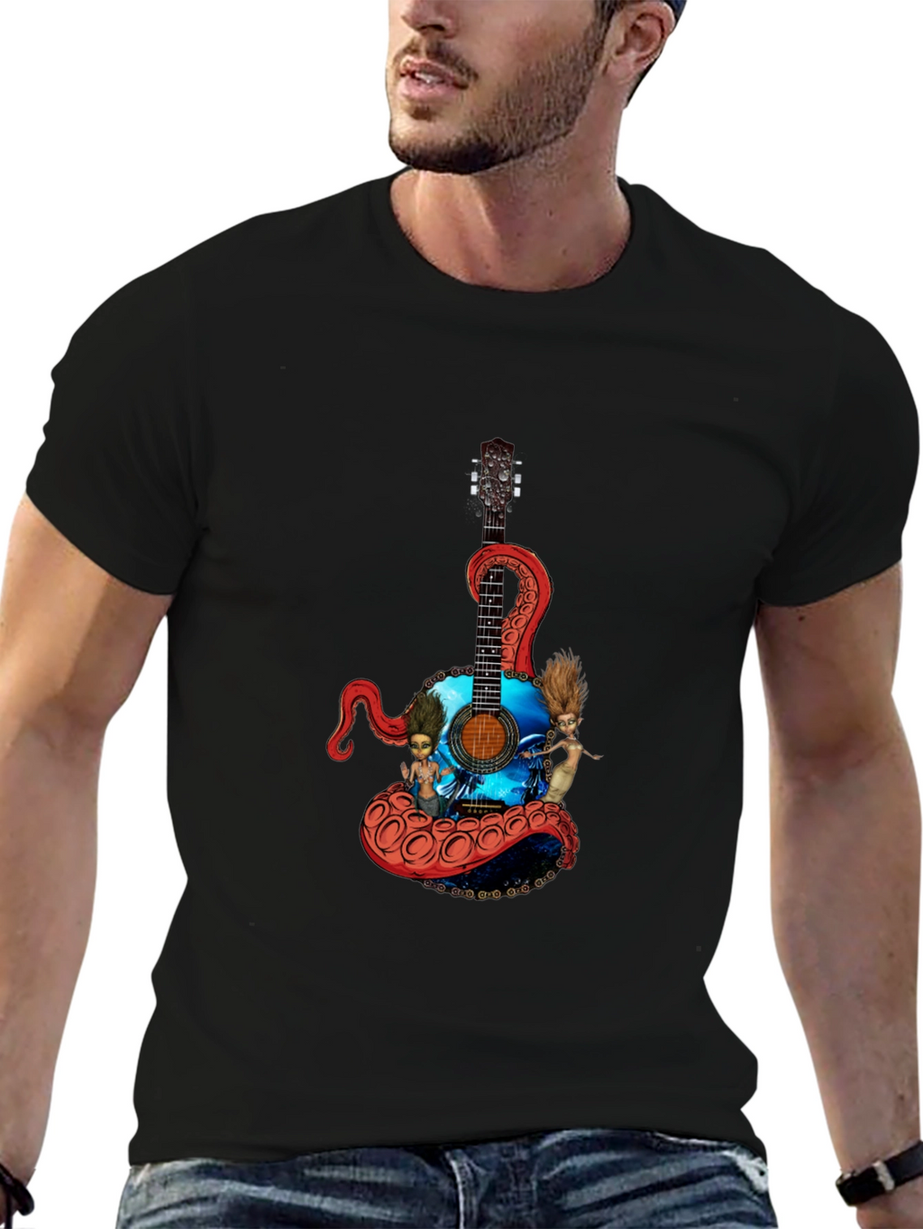 Octopus Guitar Graphic T-Shirt
