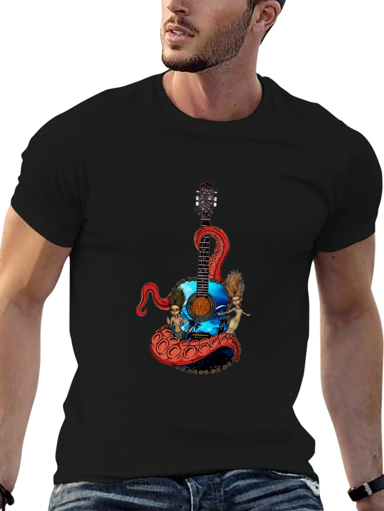Octopus Guitar Graphic T-Shirt