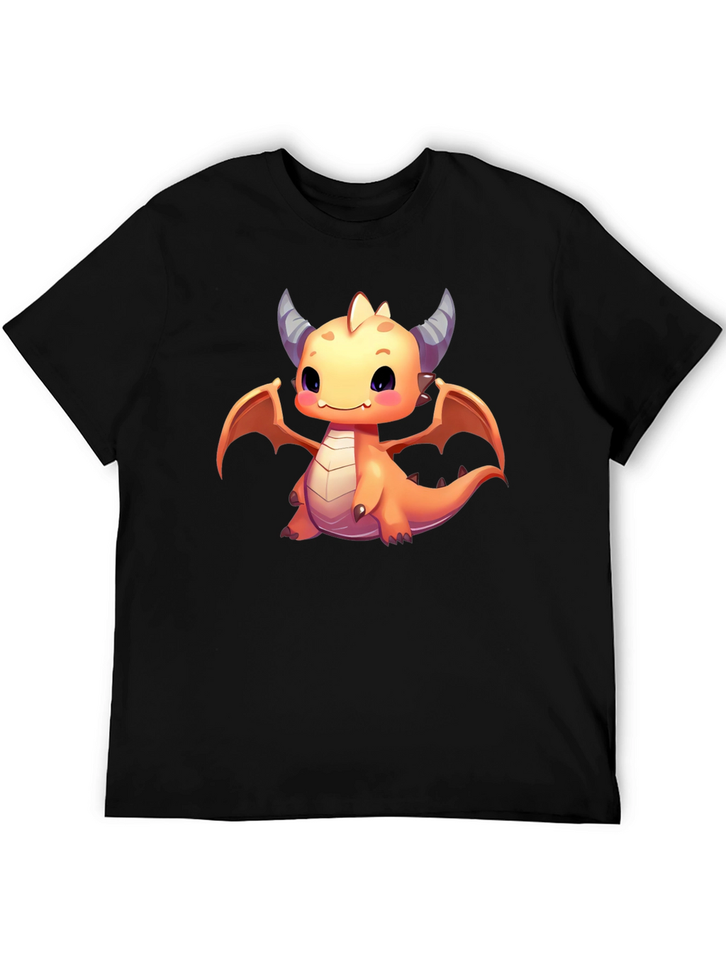 Cute Dragon Graphic T-Shirt - Black Cotton Tee