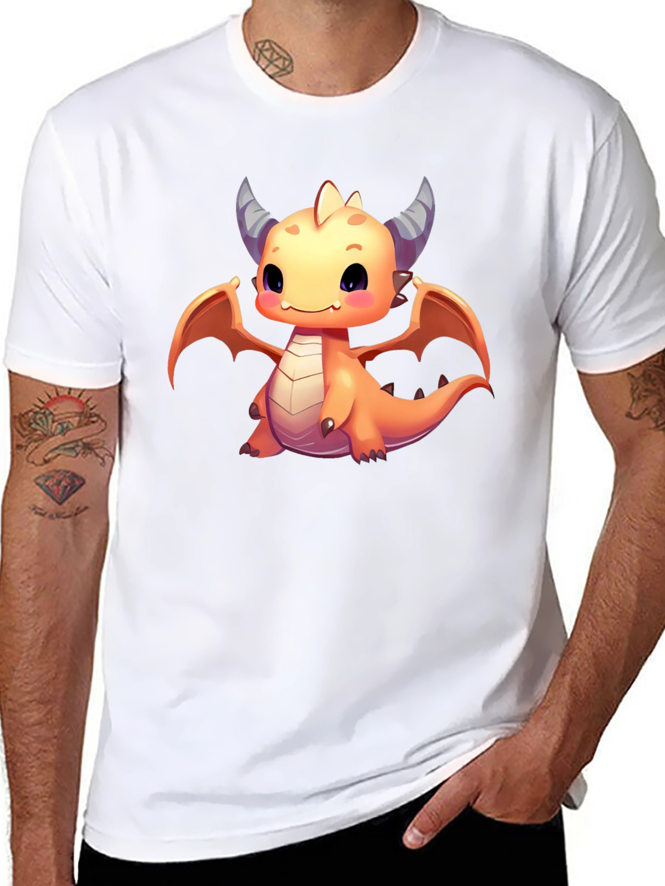 Cute Dragon Graphic T-Shirt - Black Cotton Tee