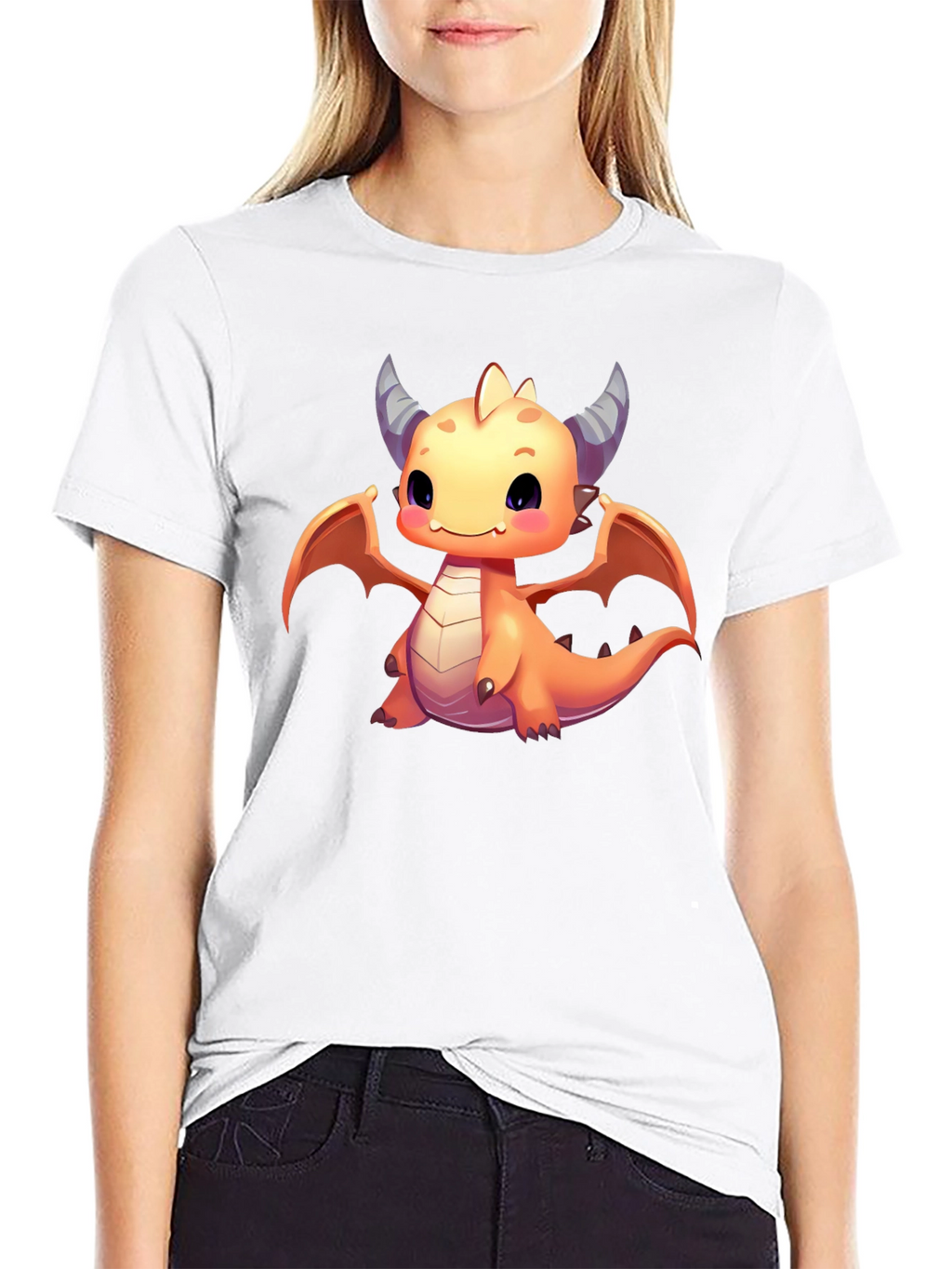 Cute Dragon Graphic T-Shirt - Black Cotton Tee