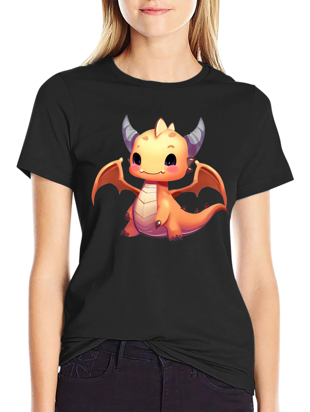 Cute Dragon Graphic T-Shirt - Black Cotton Tee
