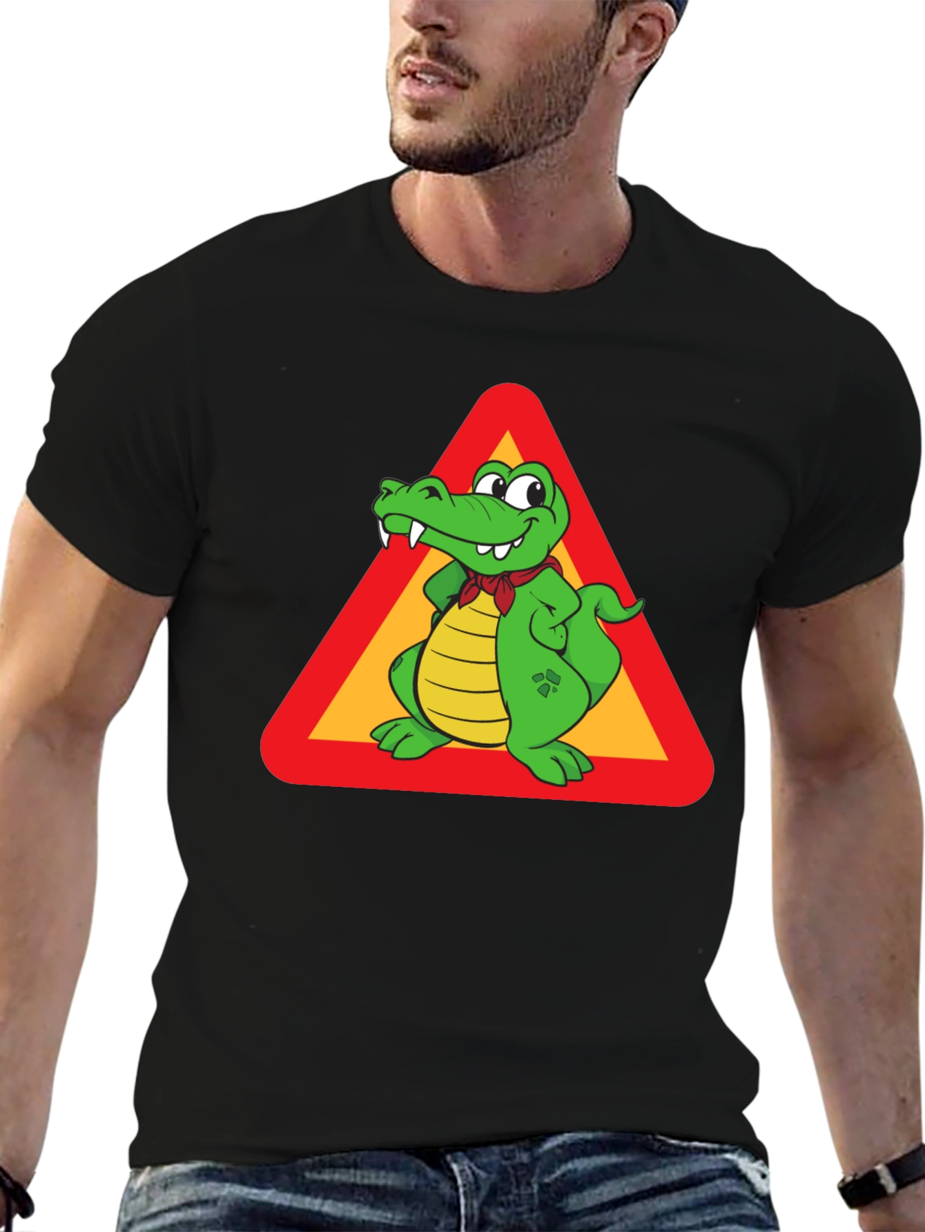 Cartoon Crocodile Sign Graphic Tee