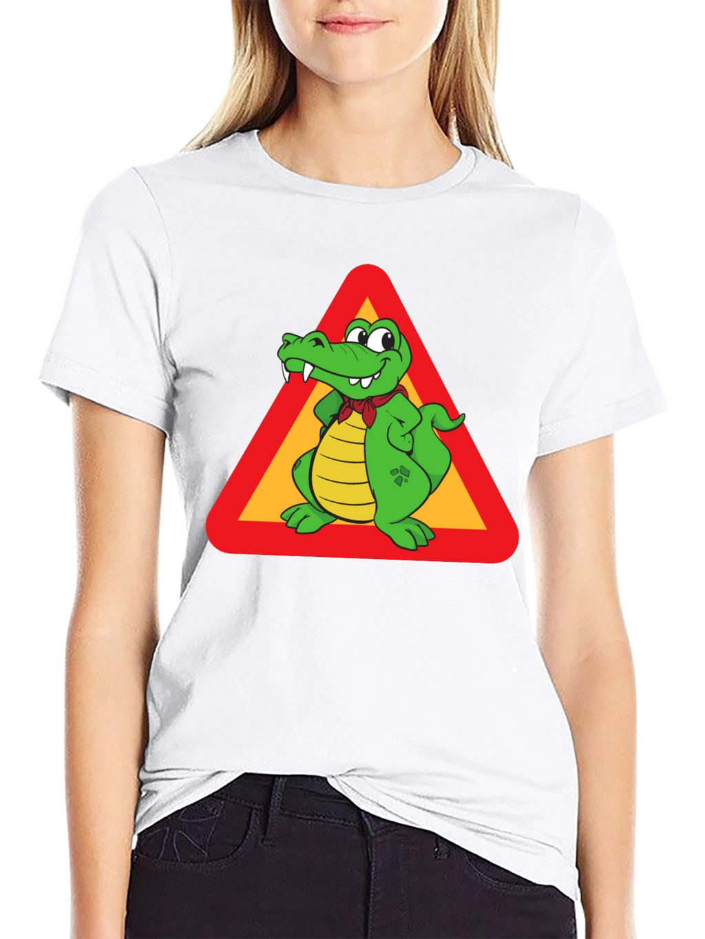 Cartoon Crocodile Sign Graphic Tee
