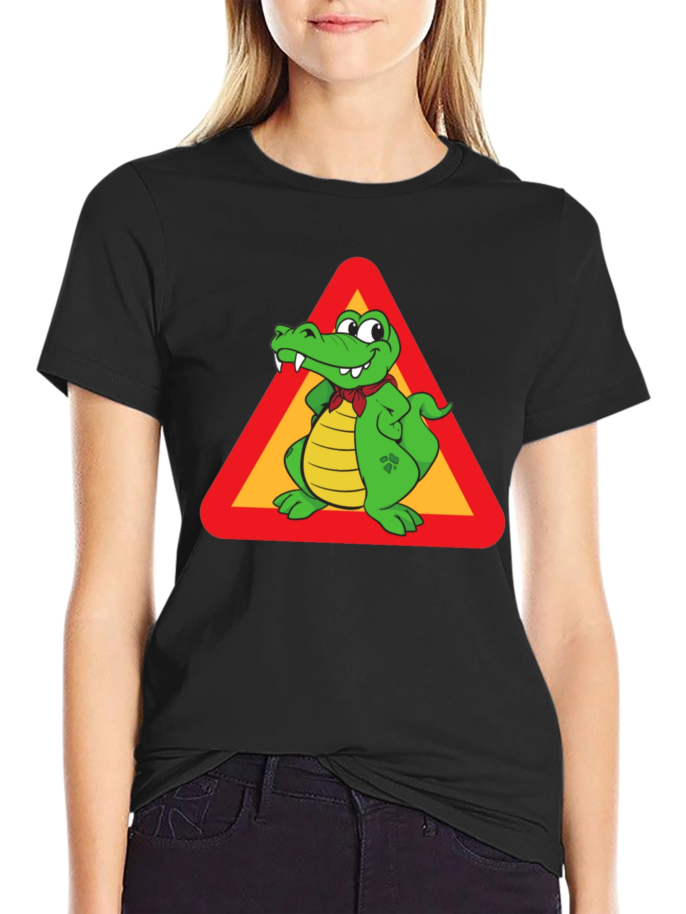 Cartoon Crocodile Sign Graphic Tee