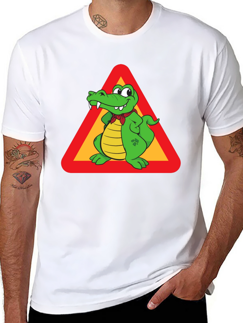 Cartoon Crocodile Sign Graphic Tee
