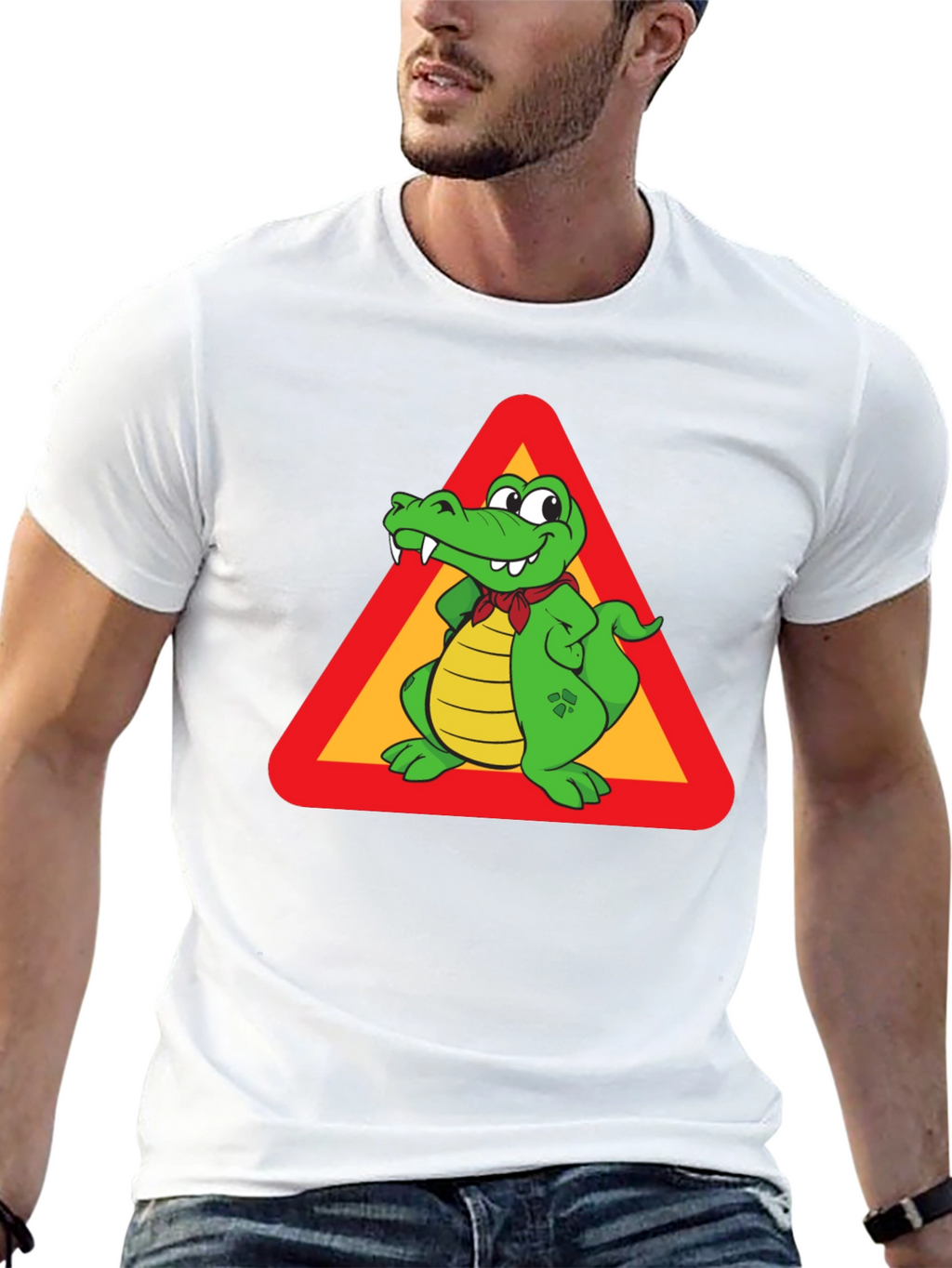 Cartoon Crocodile Sign Graphic Tee