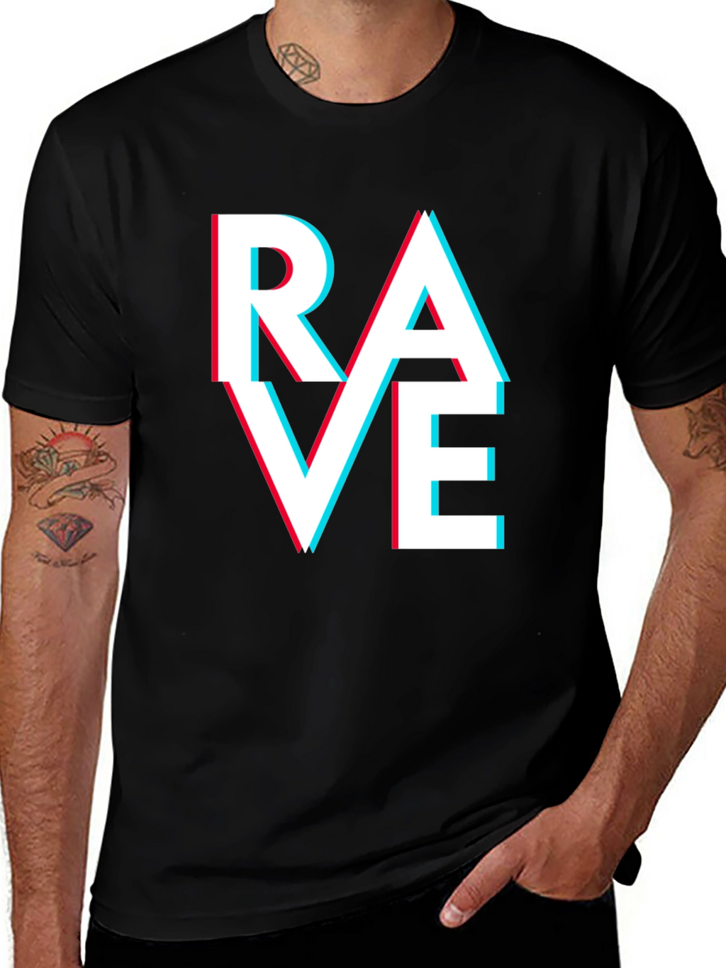 Rave T-Shirt - Glitch Text Design