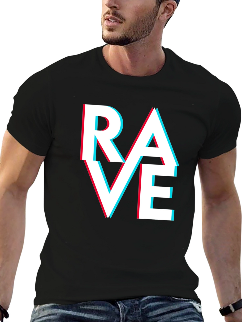 Rave T-Shirt - Glitch Text Design