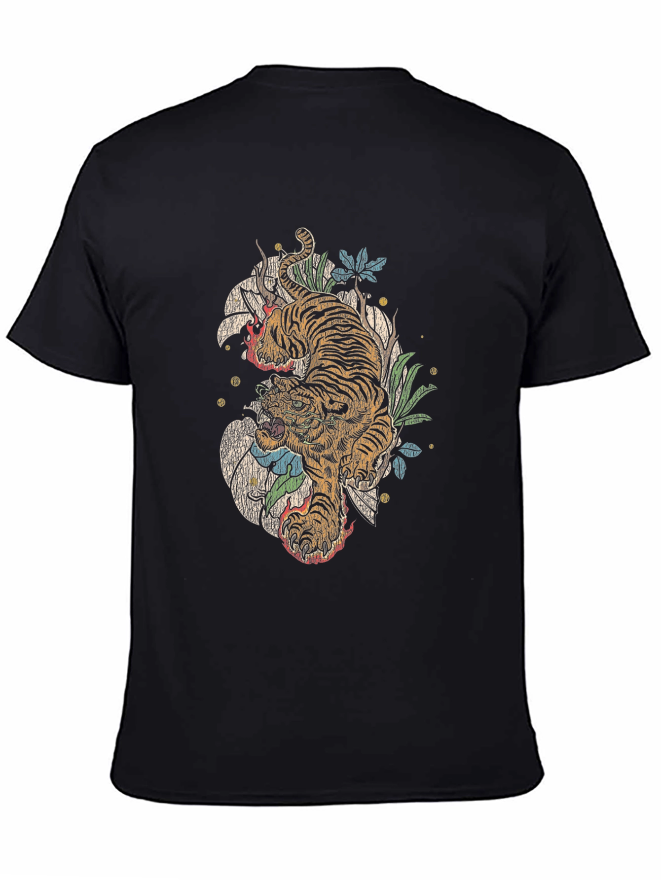 Tiger Graphic Print Crew Neck T-Shirt