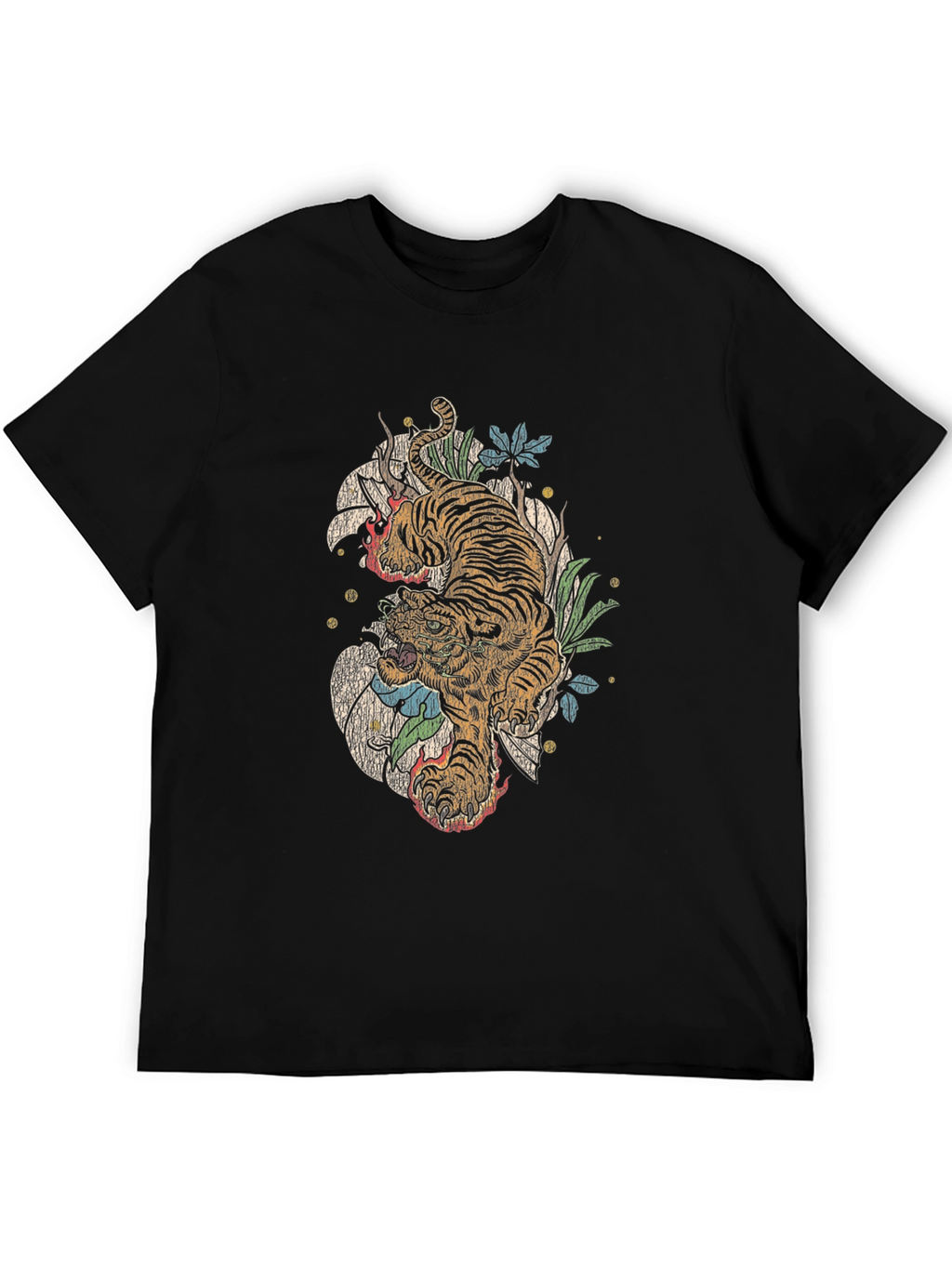 Tiger Graphic Print Crew Neck T-Shirt