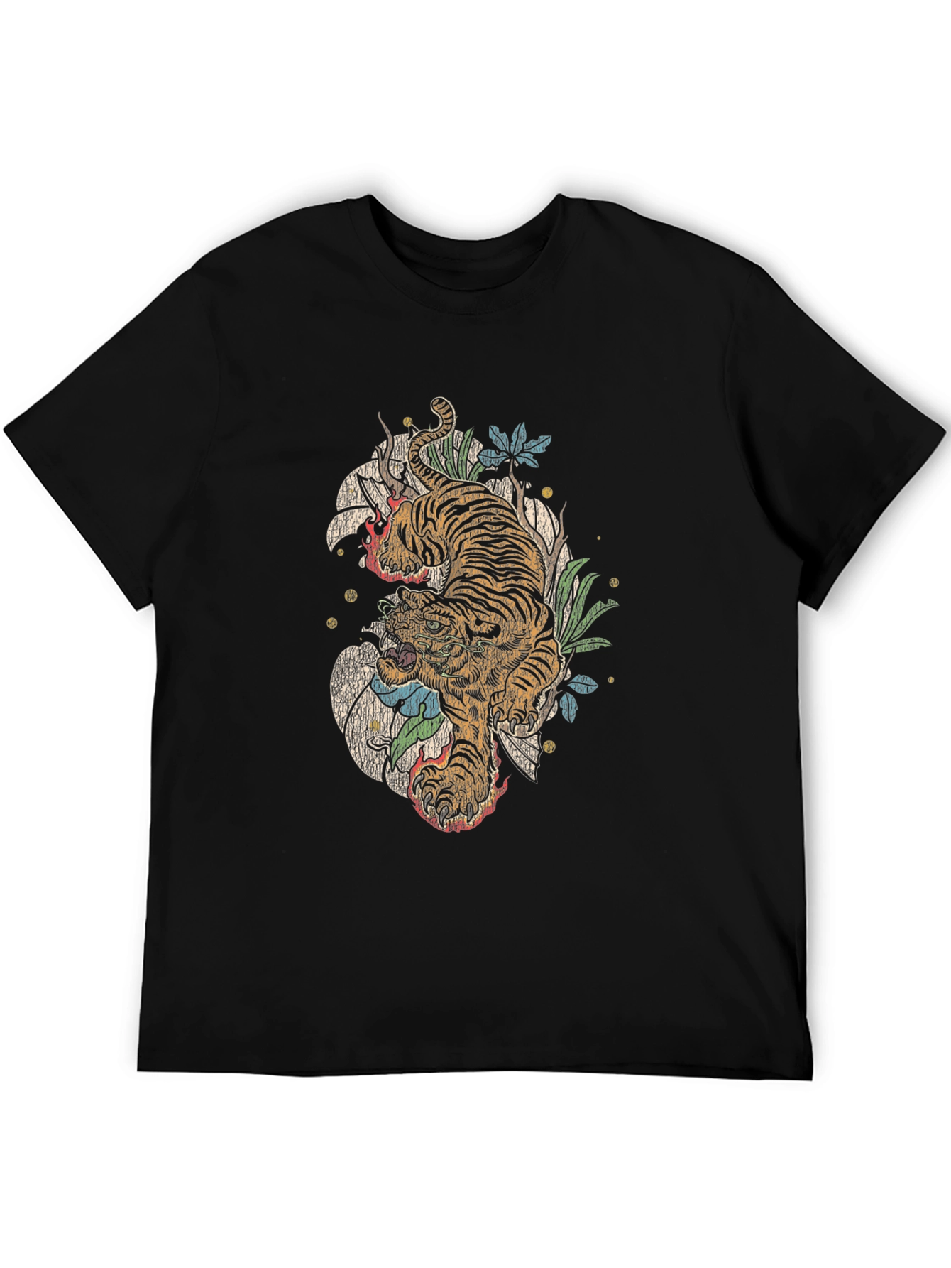 Tiger Graphic Print Crew Neck T-Shirt
