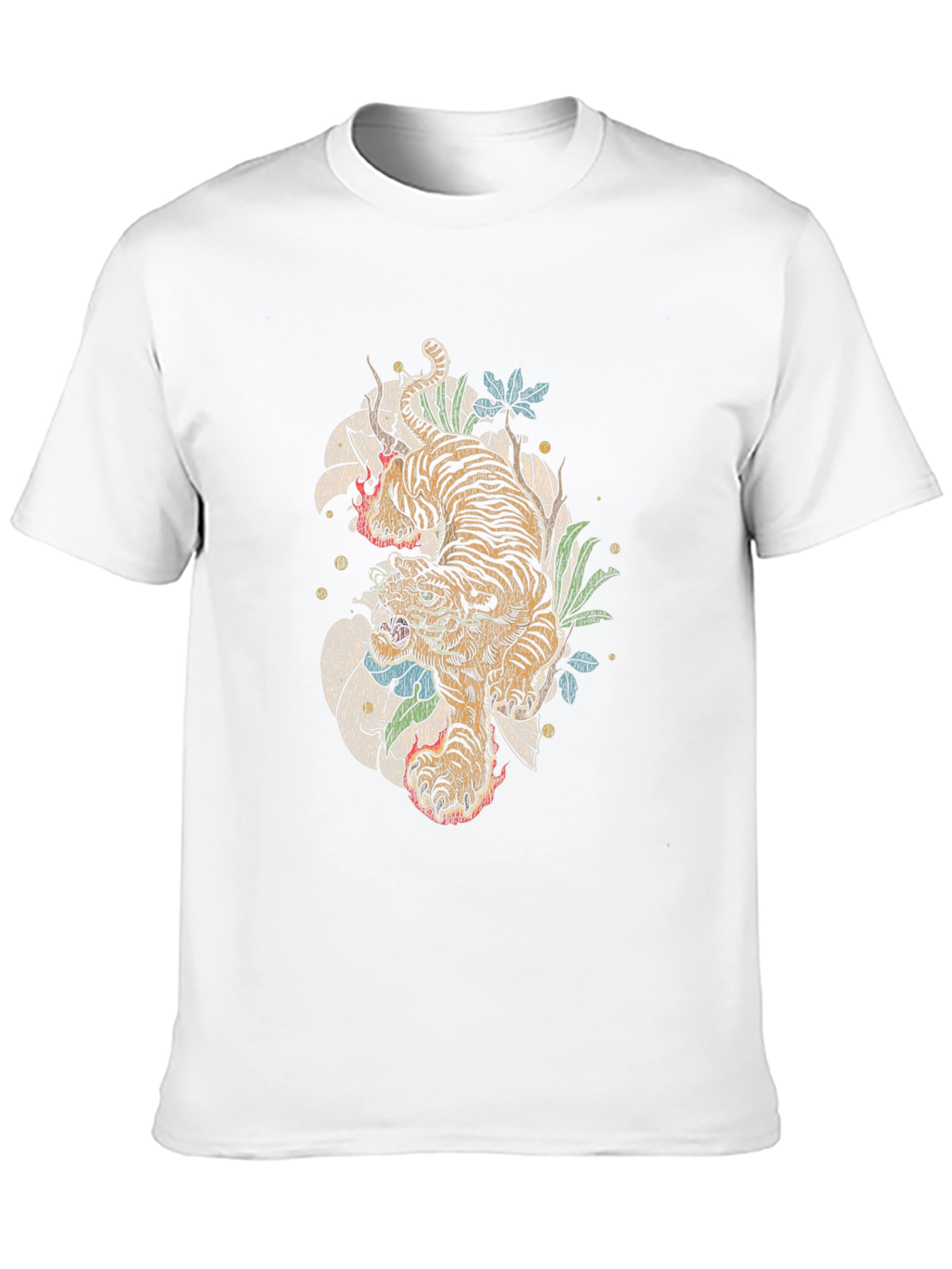 Tiger Graphic Print Crew Neck T-Shirt