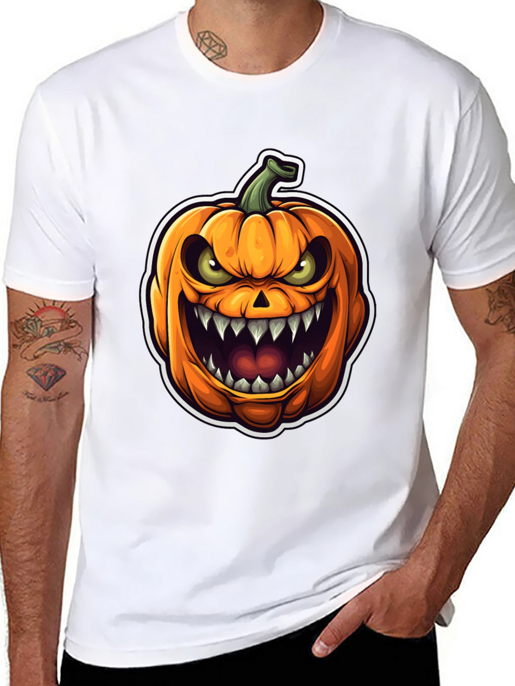 Mens Halloween Pumpkin Graphic Tee